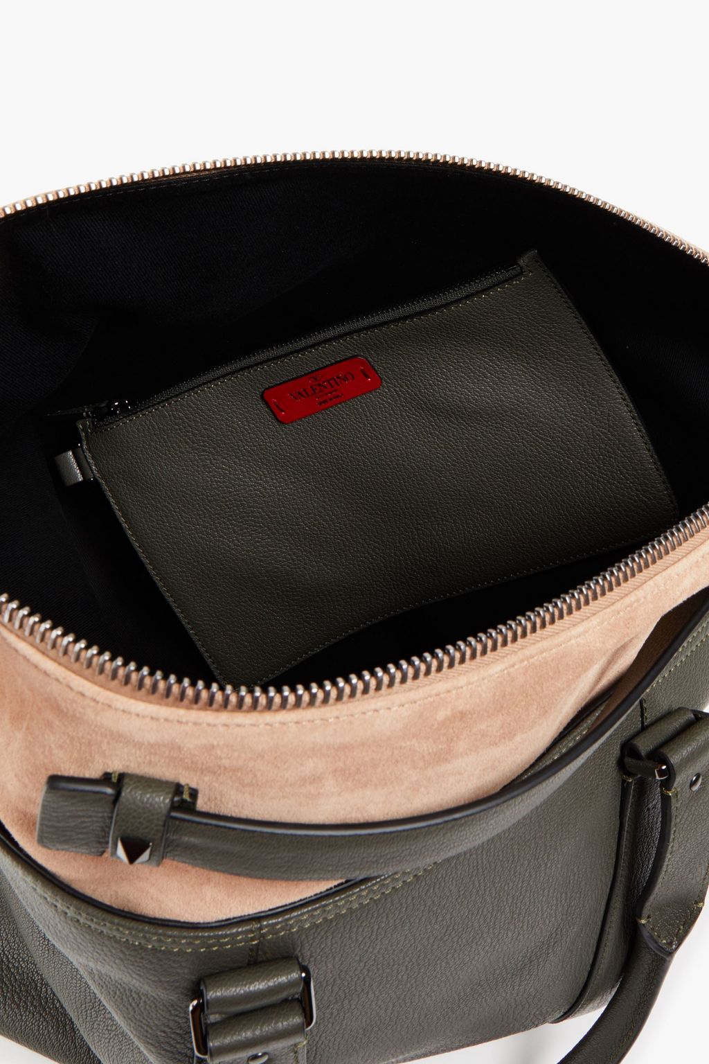 VALENTINO GARAVANI Suede and pebbled-leather tote