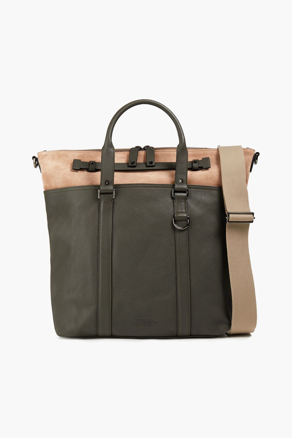 VALENTINO GARAVANI Suede and pebbled-leather tote