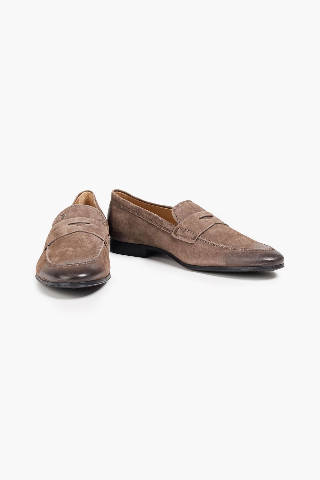 TOD'S Burnished-suede penny loafers