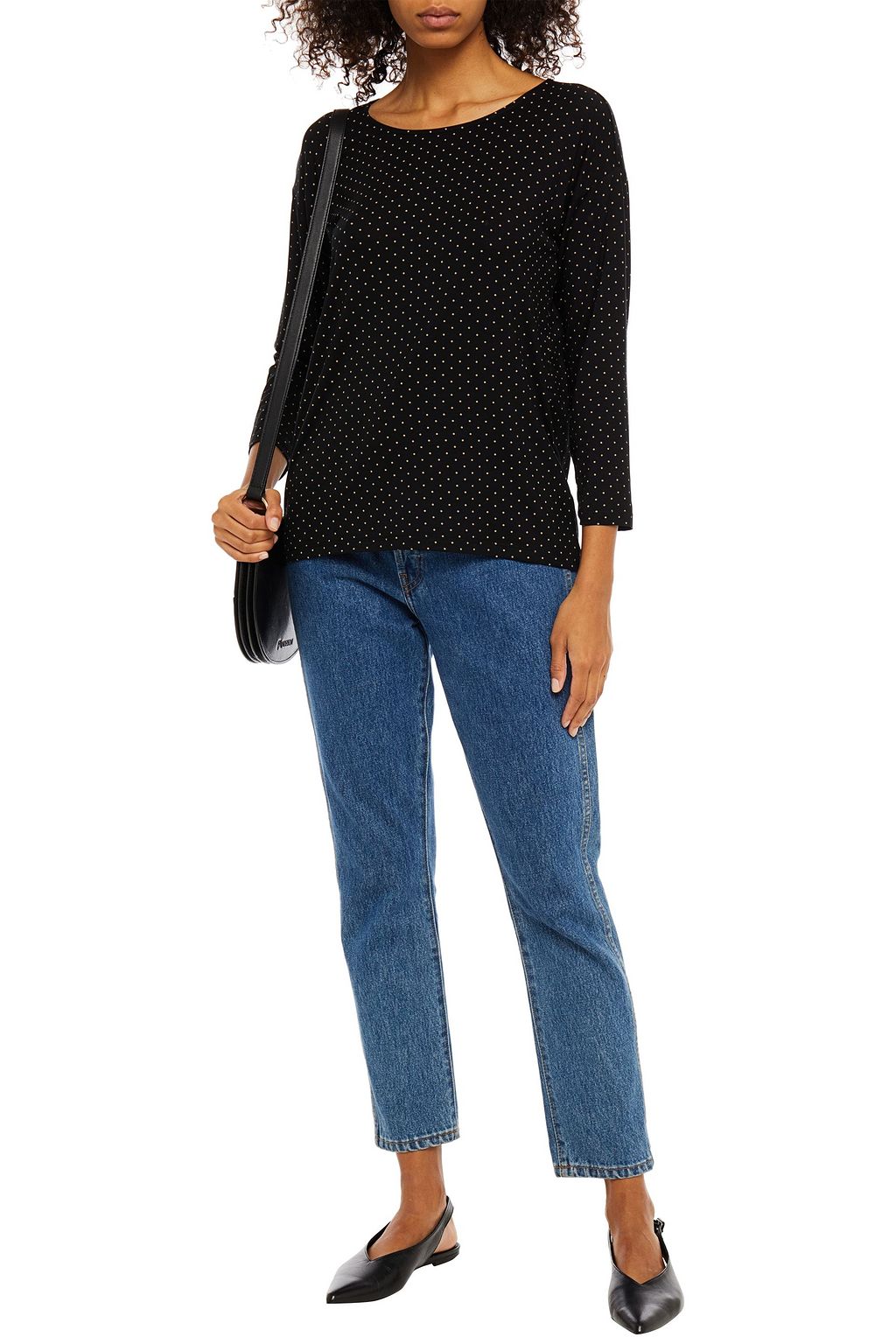 CHINTI & PARKER Polka-dot Lyocell-blend jersey top