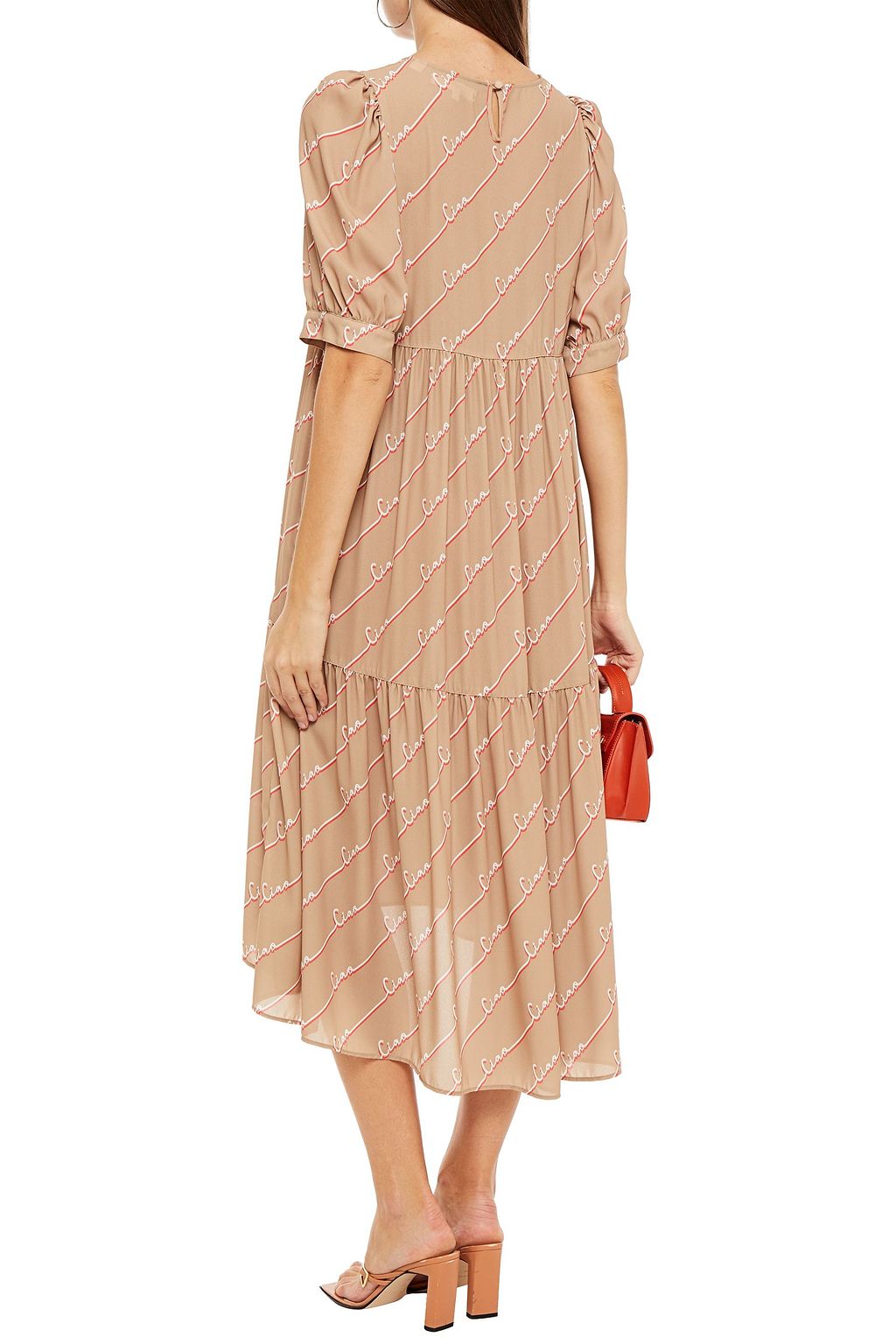 CHINTI & PARKER Gathered printed crepe midi dress