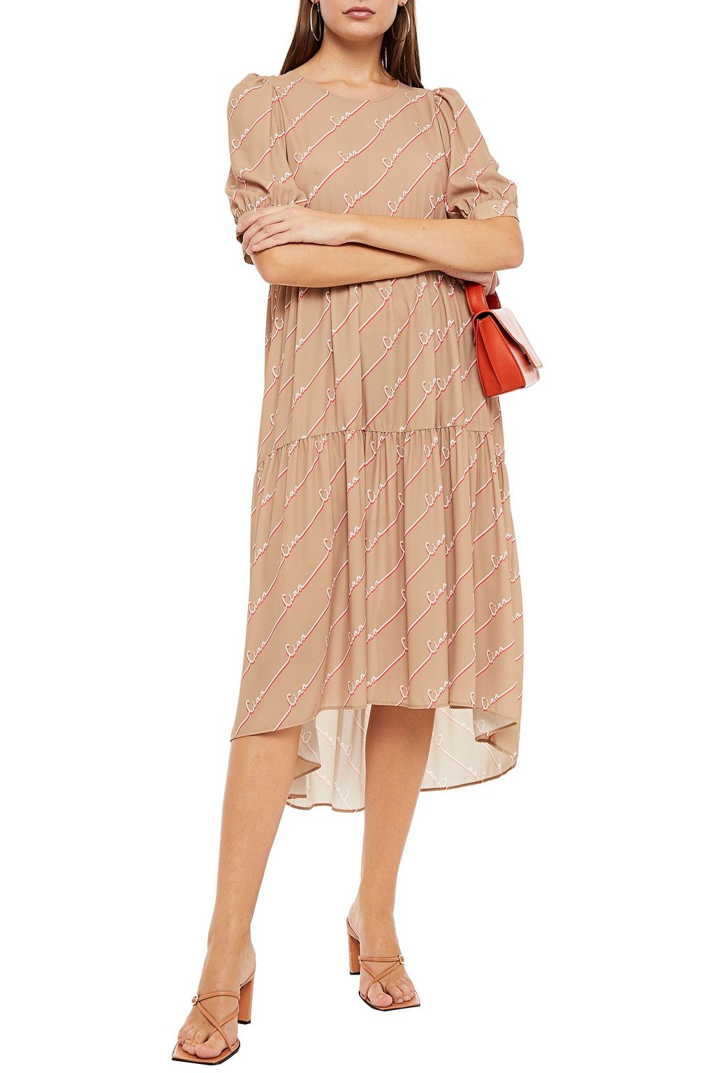 CHINTI & PARKER Gathered printed crepe midi dress