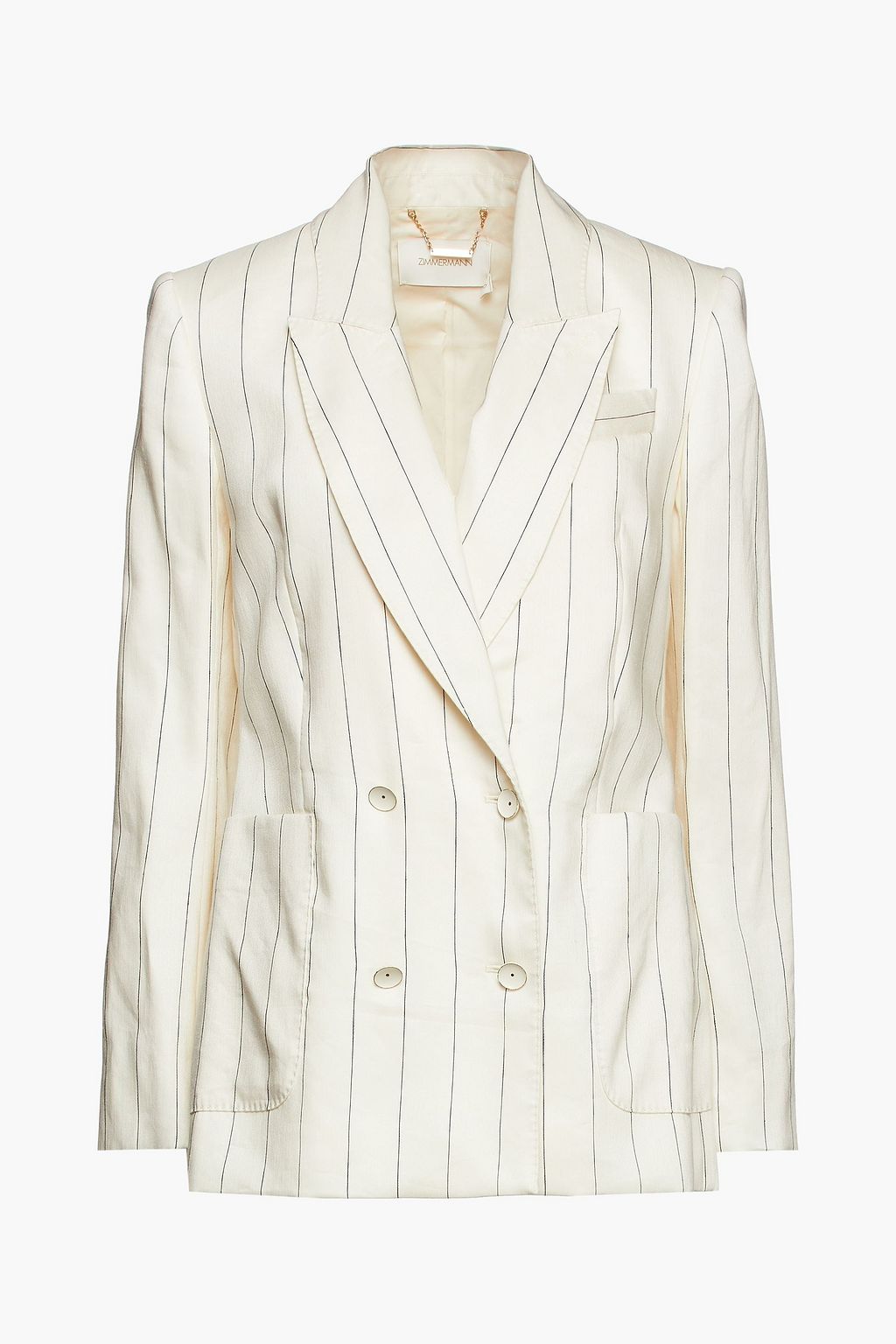 ZIMMERMANN The Lovestruck double-breasted pinstriped linen-blend blazer ...