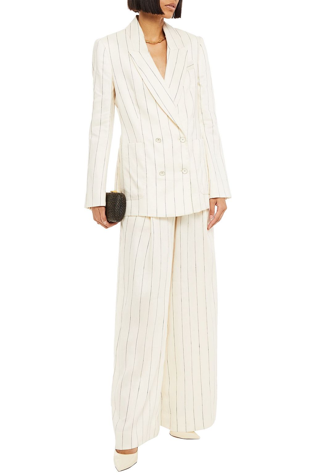 ZIMMERMANN The Lovestruck double-breasted pinstriped linen-blend blazer