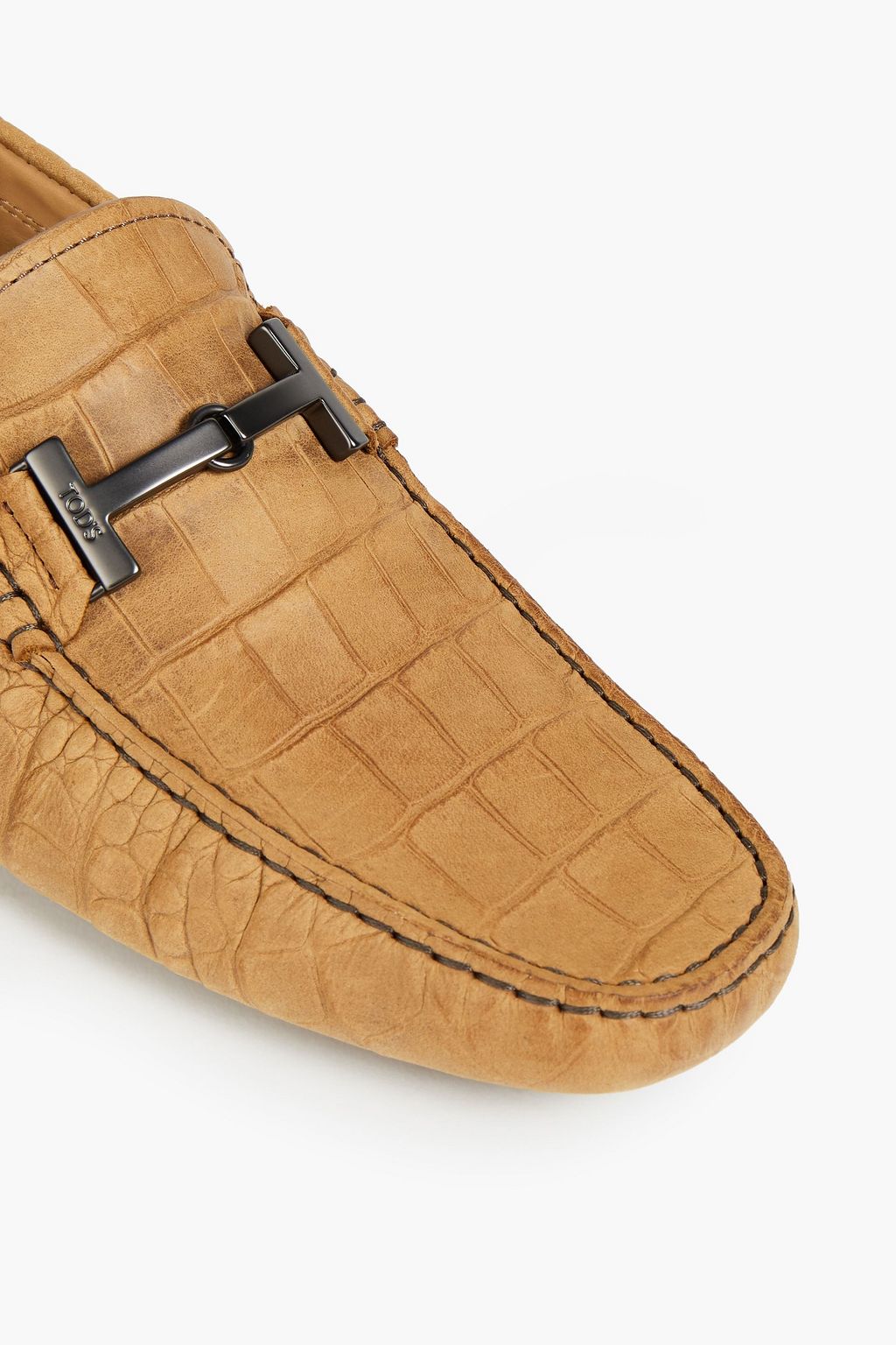 TOD'S Double T croc-effect leather driving shoes