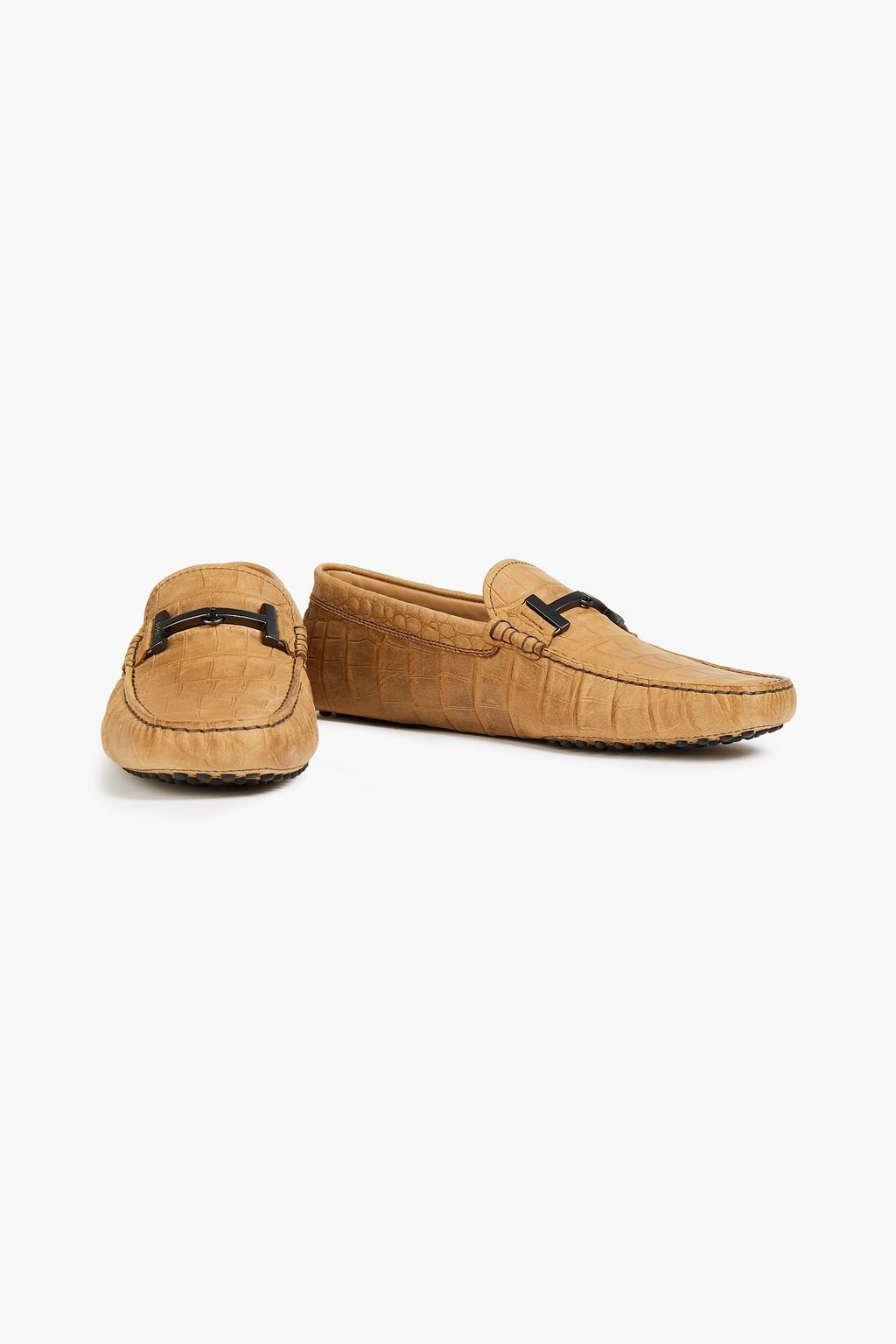 TOD'S Double T croc-effect leather driving shoes