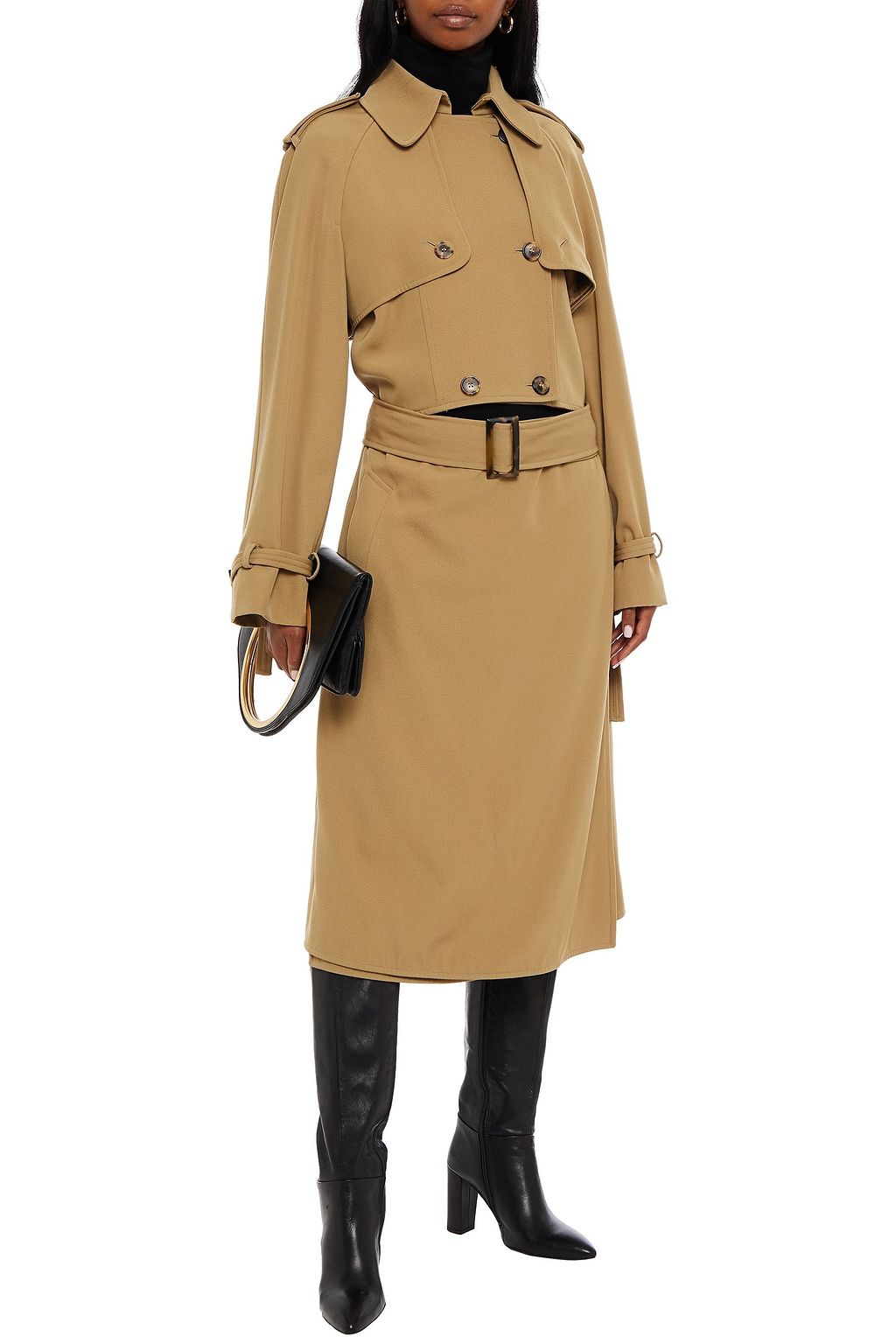 MICHAEL KORS COLLECTION Belted cutout wool-gabardine trench coat