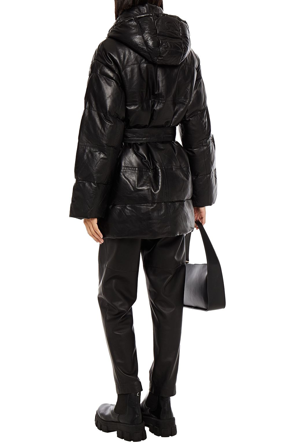 MUUBAA Belted quilted leather hooded coat