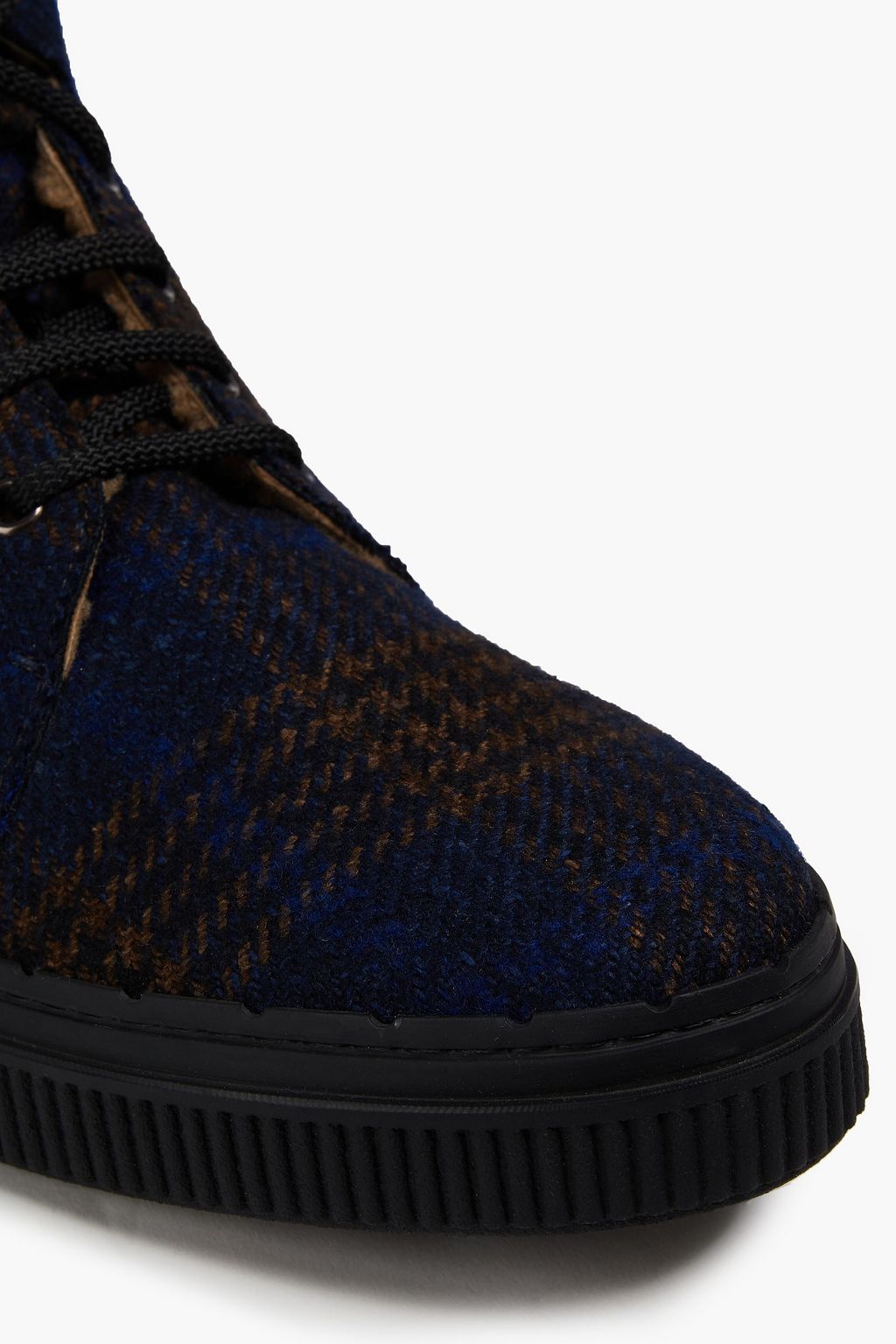 TOD'S Shearling-lined checked tweed boots