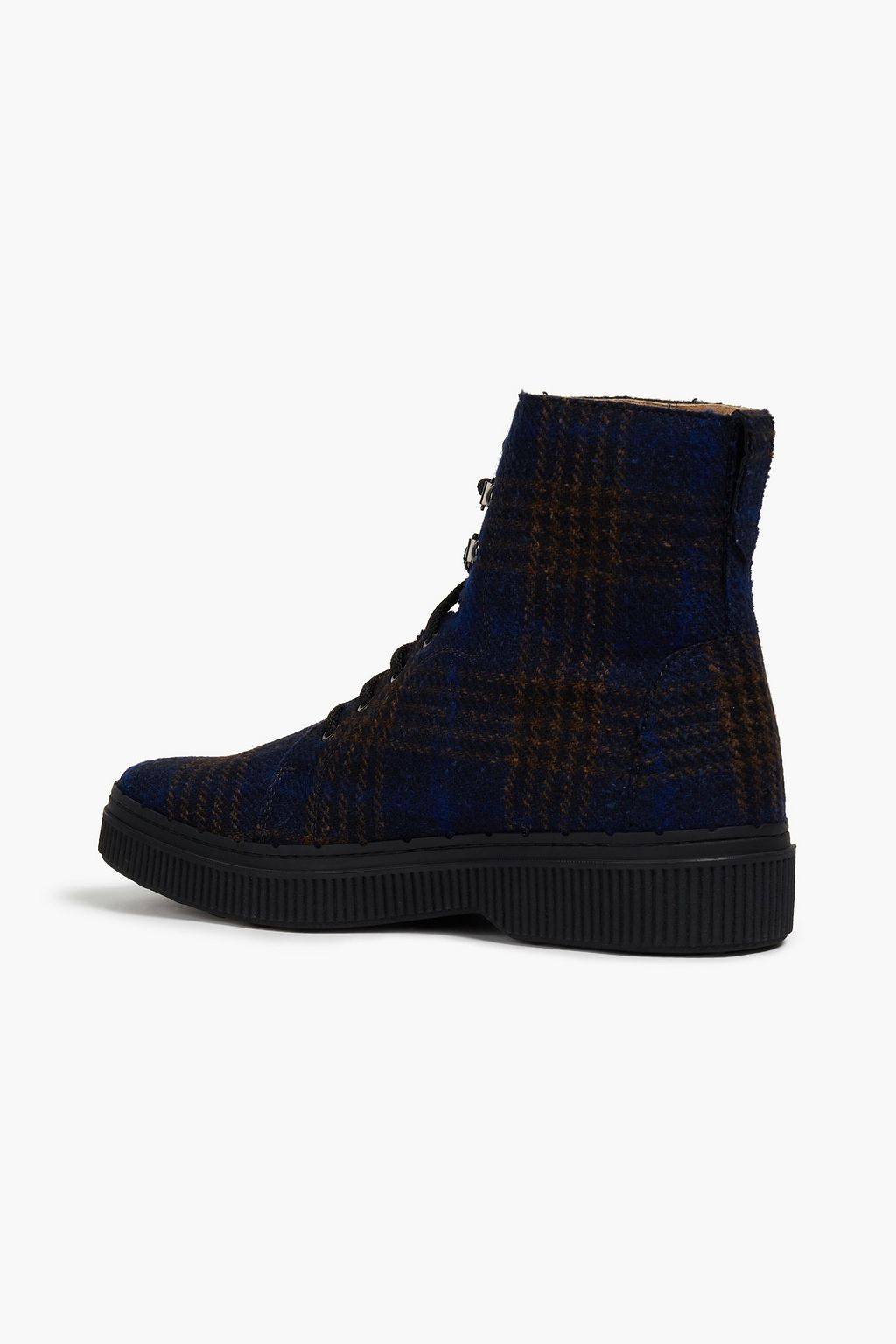 TOD'S Shearling-lined checked tweed boots