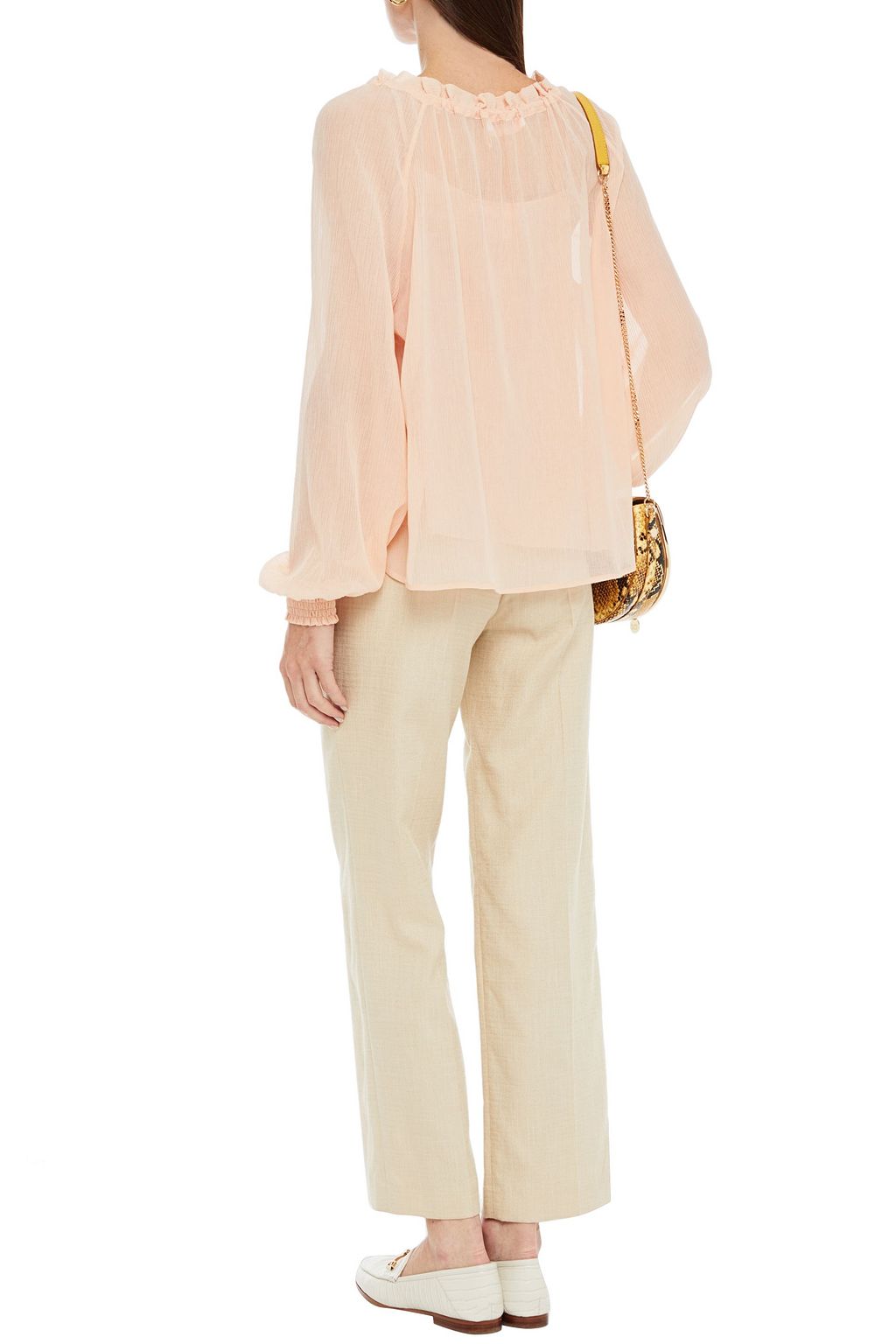 SEE BY CHLOÉ Gathered cotton and silk-blend crepon top