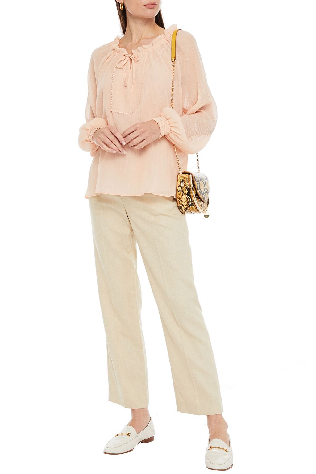 SEE BY CHLOÉ Gathered cotton and silk-blend crepon top