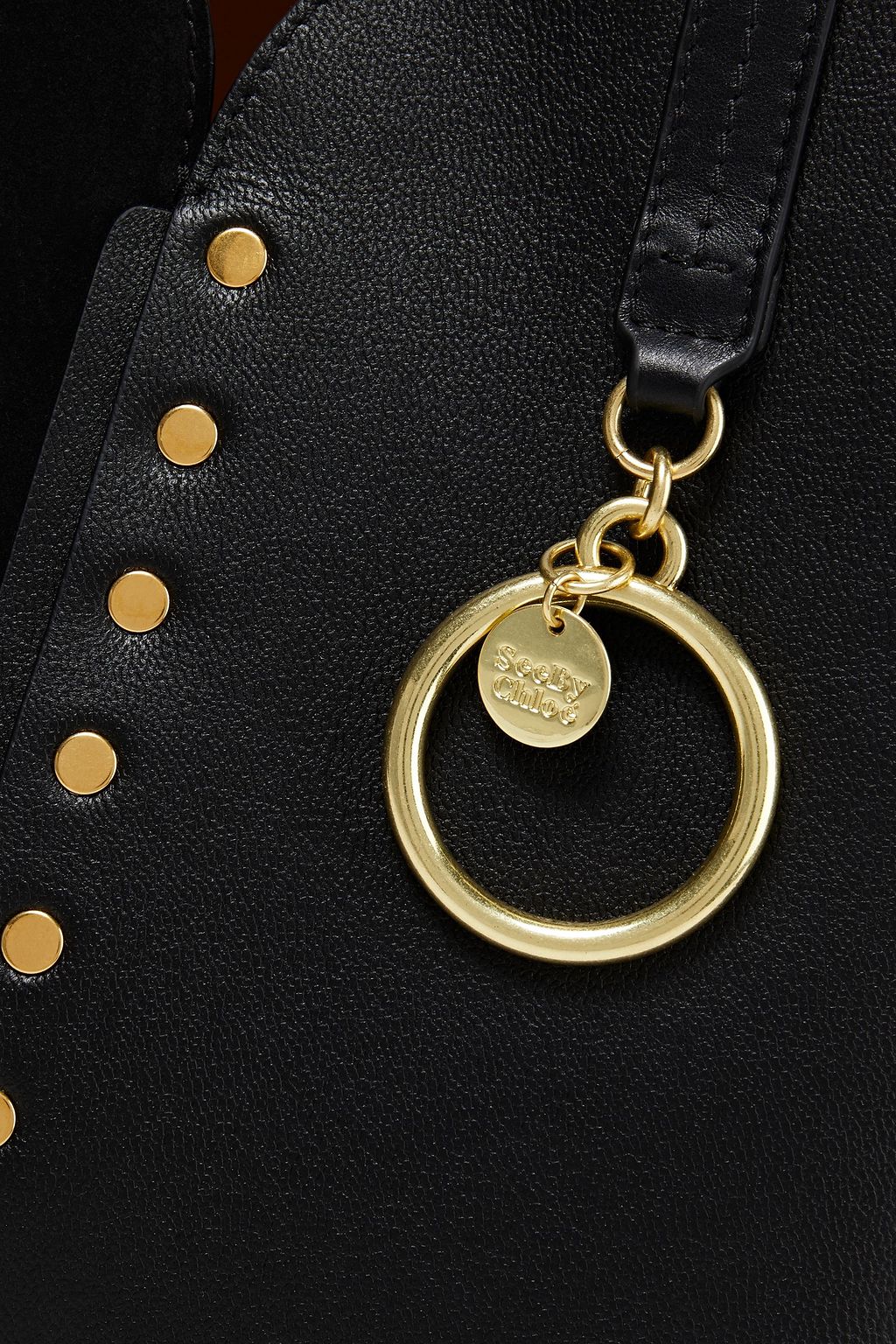 SEE BY CHLOÉ Gaia small studded suede and pebbled-leather tote