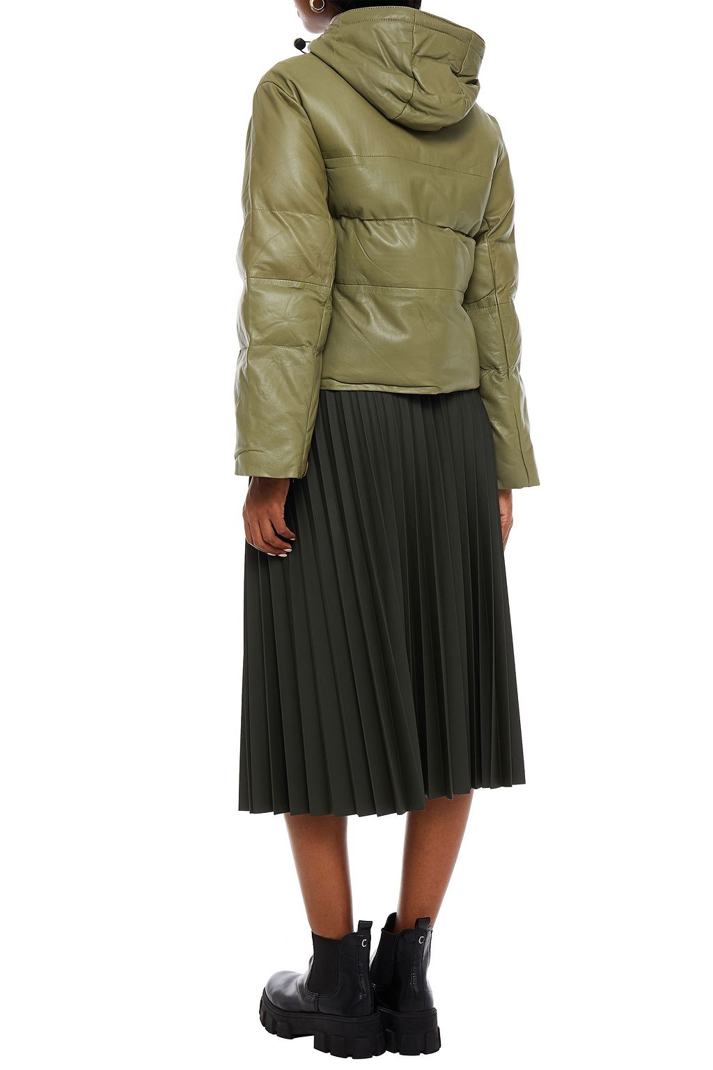 MUUBAA Quilted leather hooded jacket