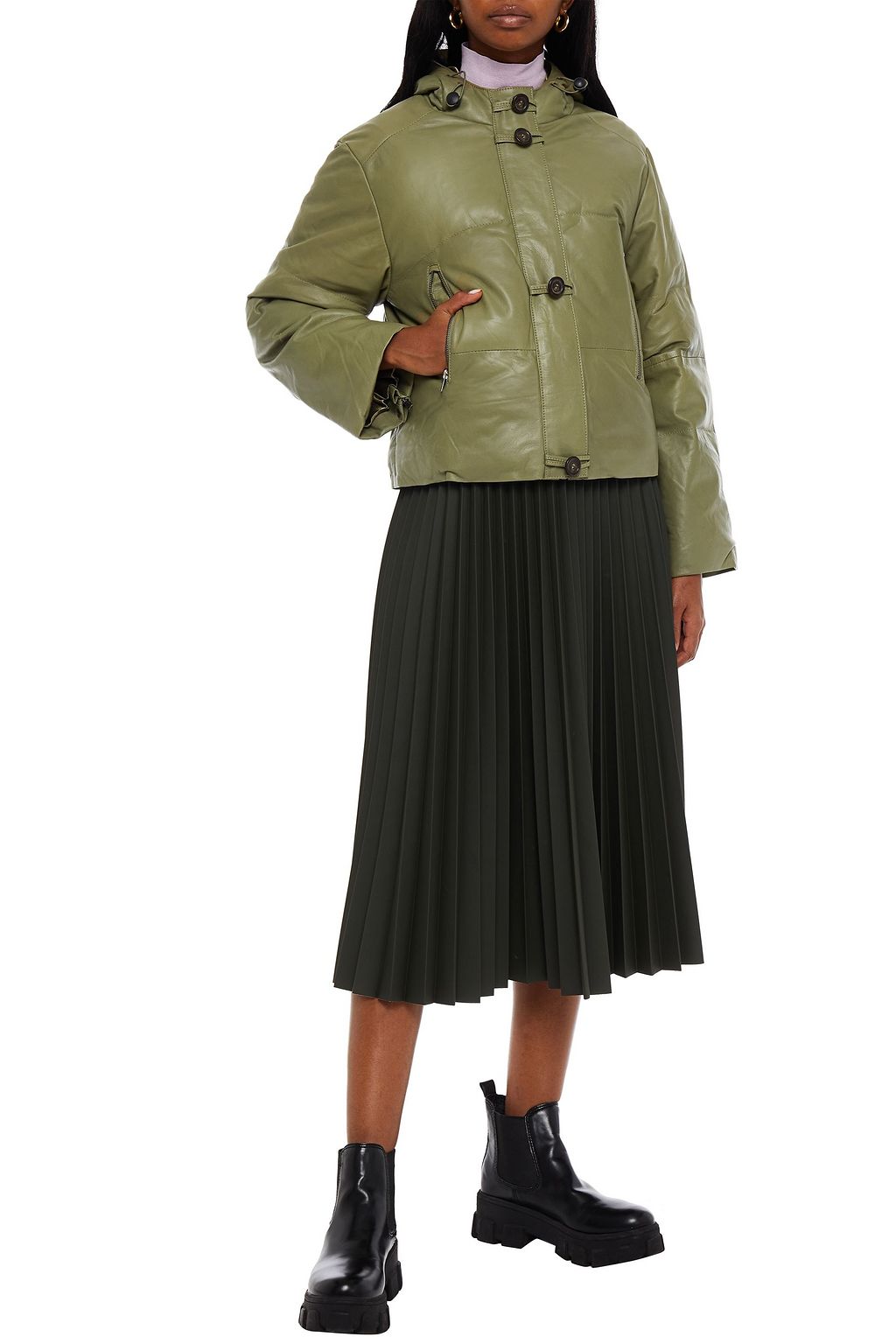 MUUBAA Quilted leather hooded jacket