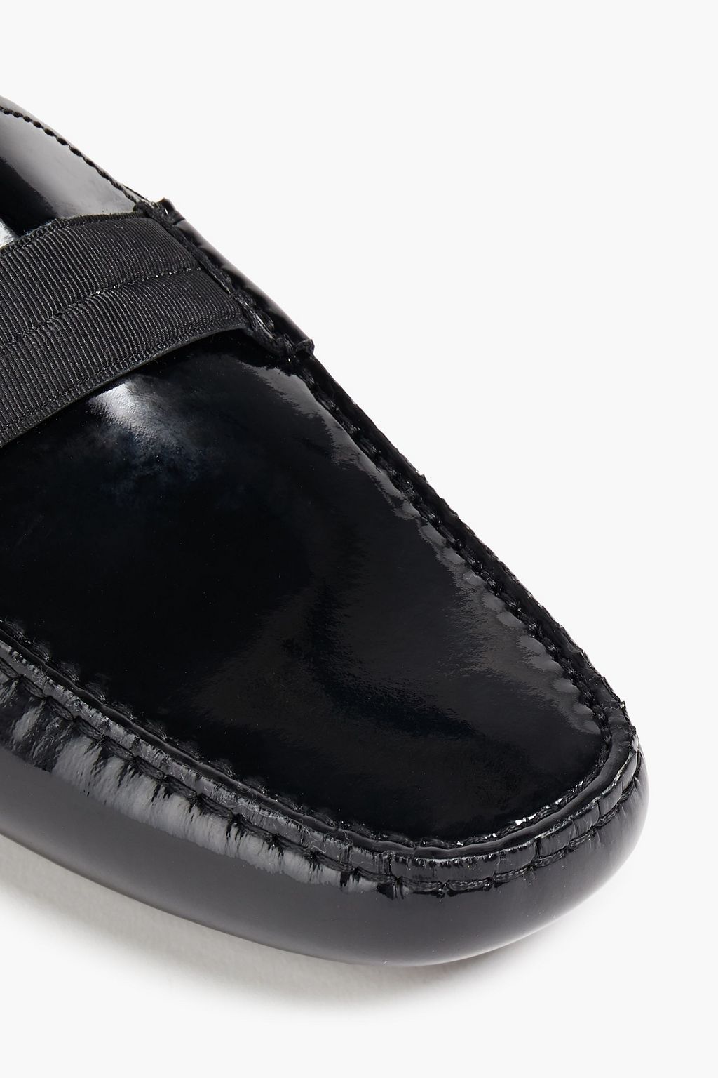TOD'S Gommino grosgrain-trimmed patent-leather driving shoes