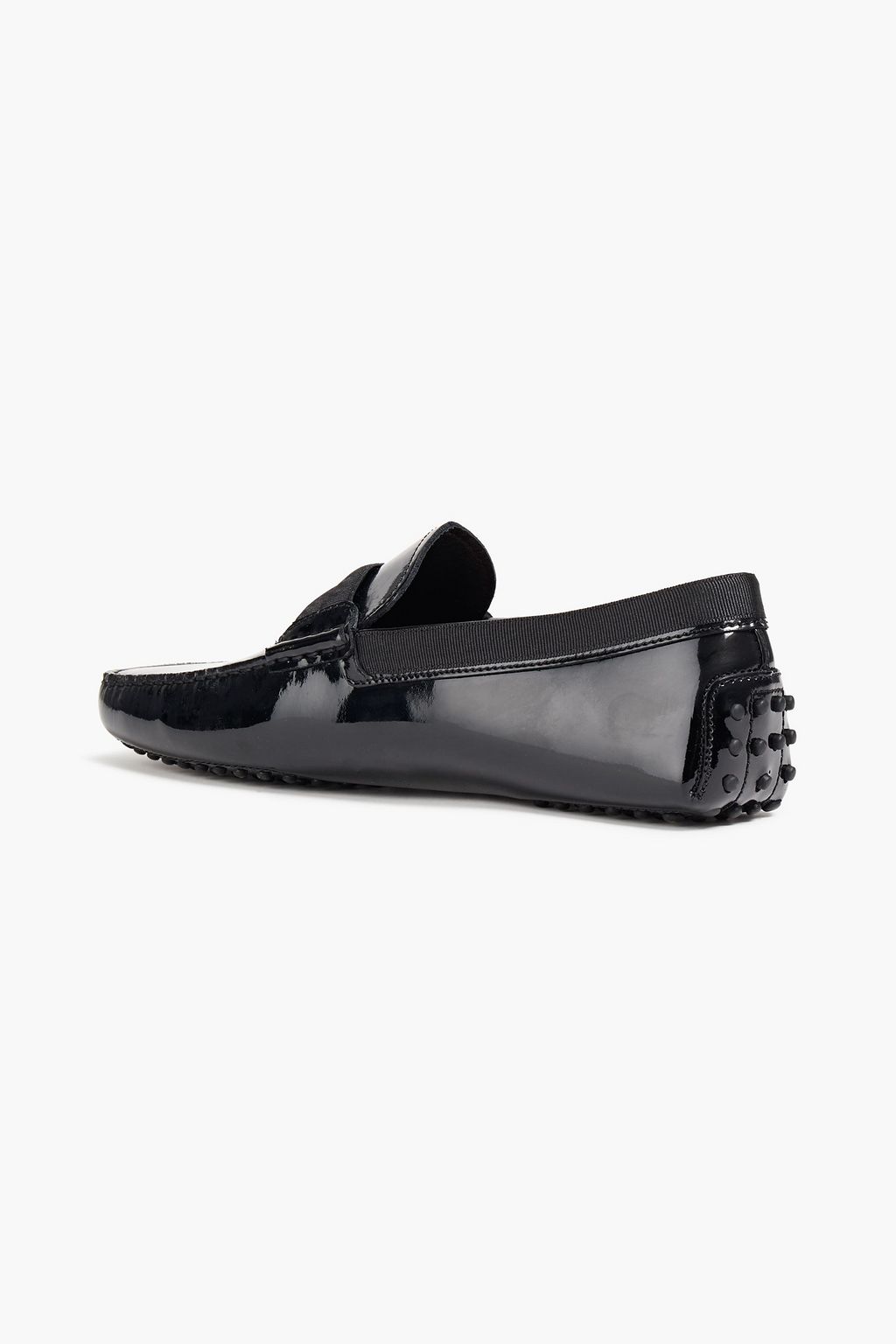 TOD'S Gommino grosgrain-trimmed patent-leather driving shoes