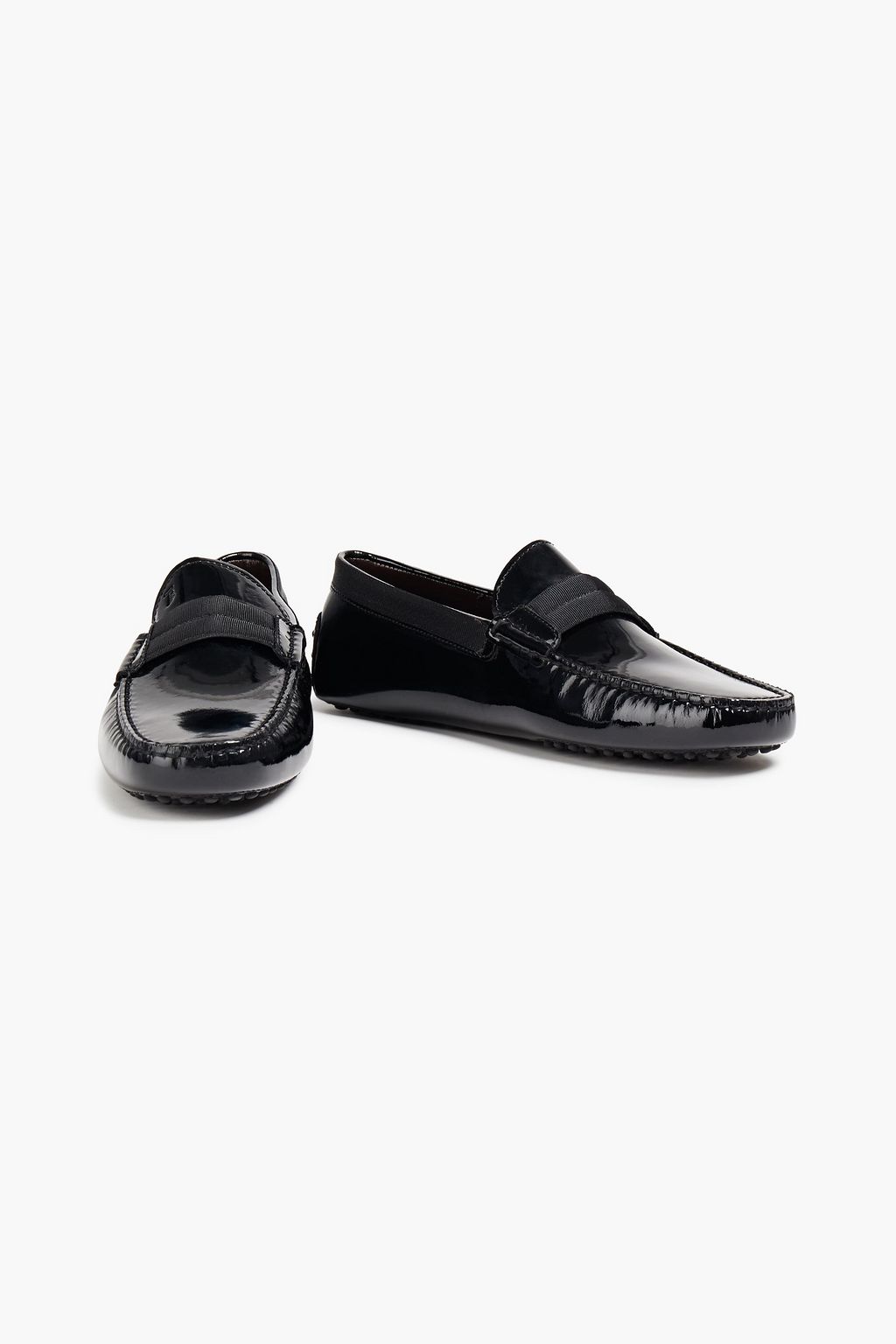 TOD'S Gommino grosgrain-trimmed patent-leather driving shoes