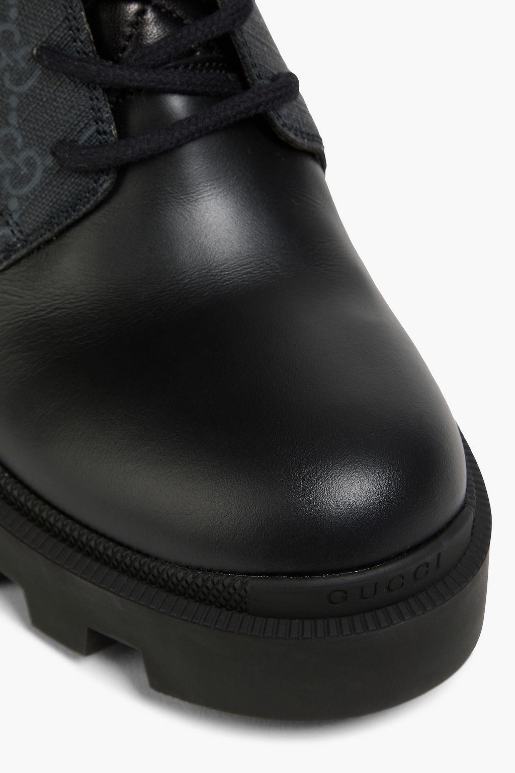 GUCCI GG Supreme coated-canvas and leather lace-up ankle boots