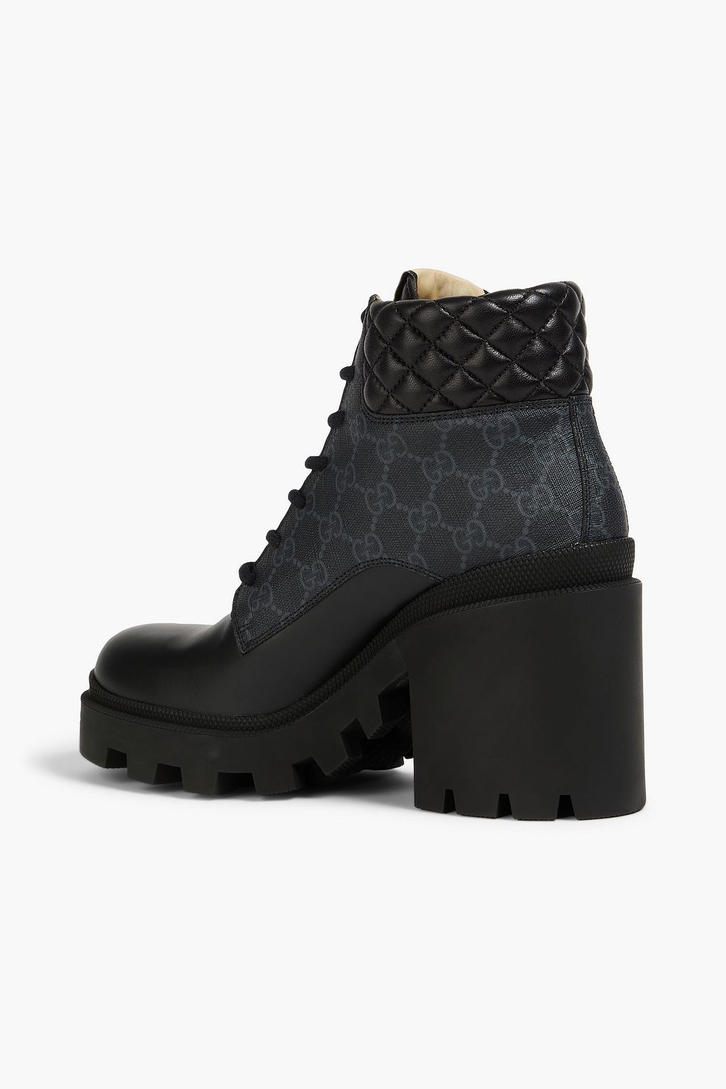GUCCI GG Supreme coated-canvas and leather lace-up ankle boots