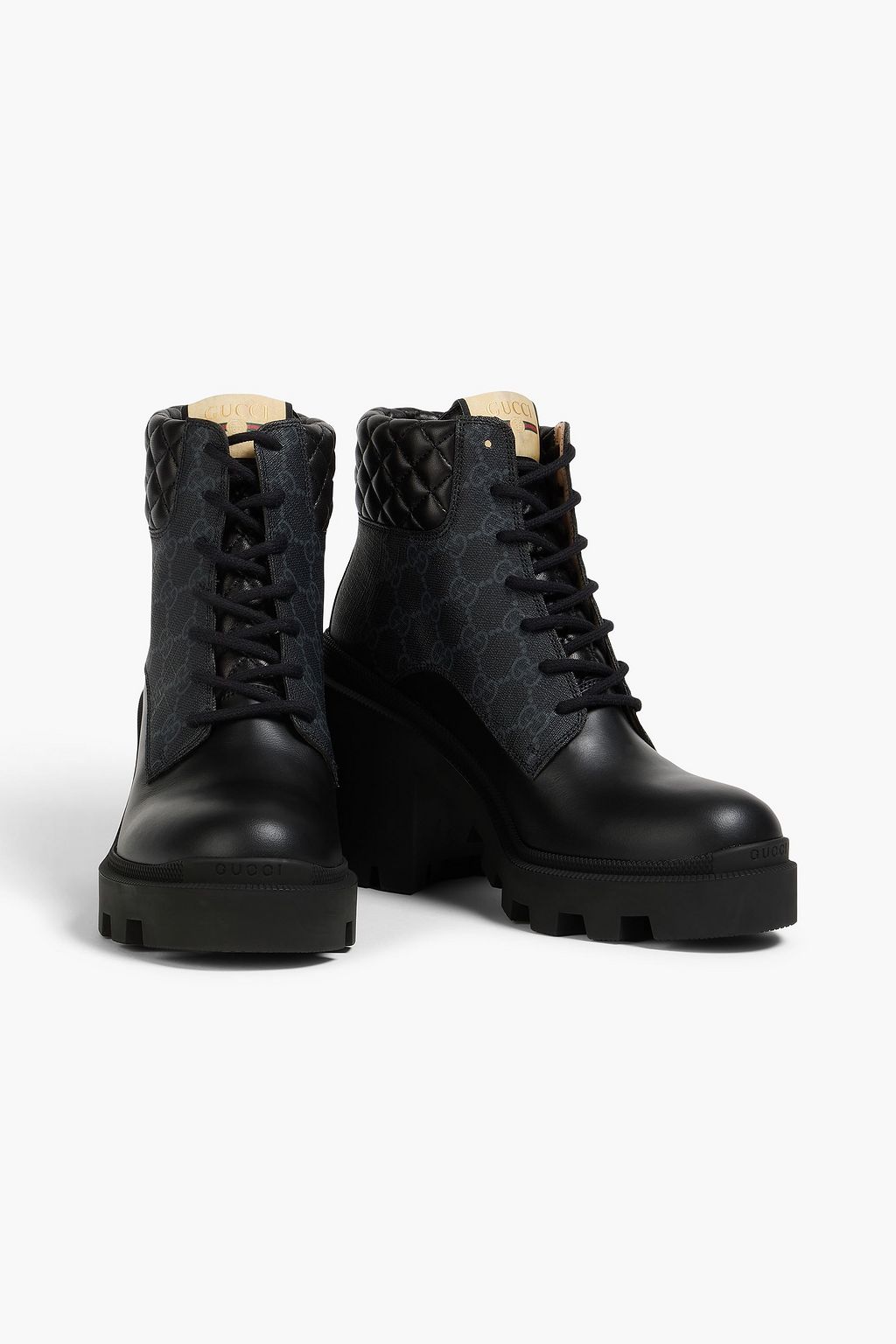 GUCCI GG Supreme coated-canvas and leather lace-up ankle boots