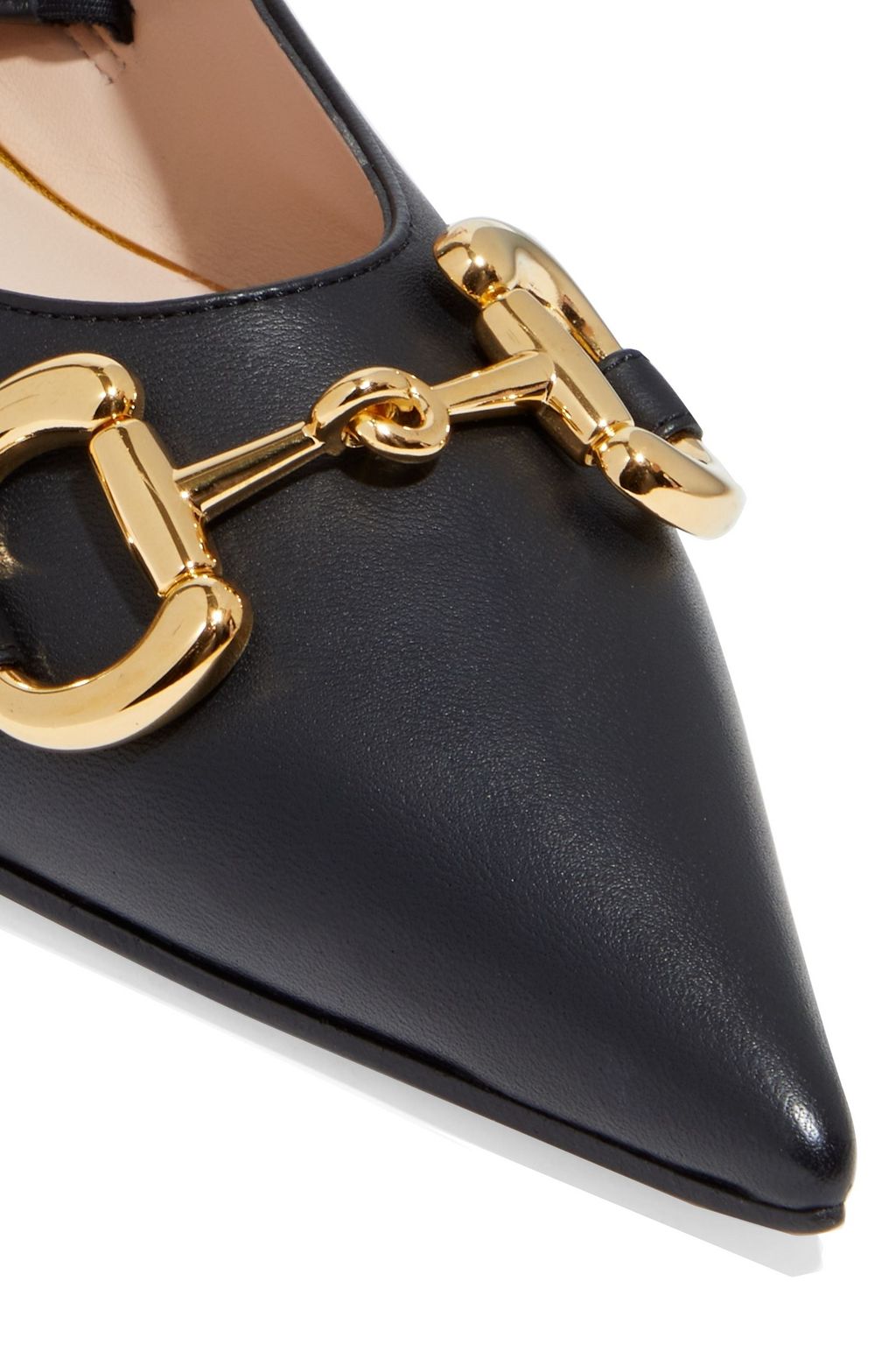 GUCCI Deva embellished leather collapsible-heel point-toe flats