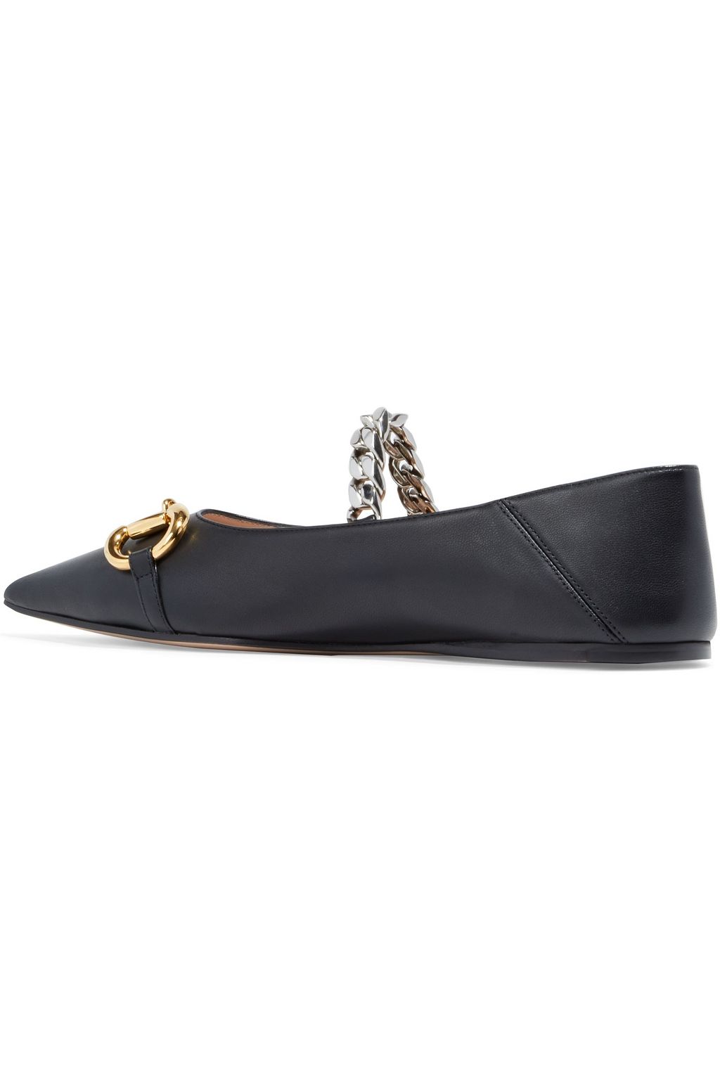 GUCCI Deva embellished leather collapsible-heel point-toe flats