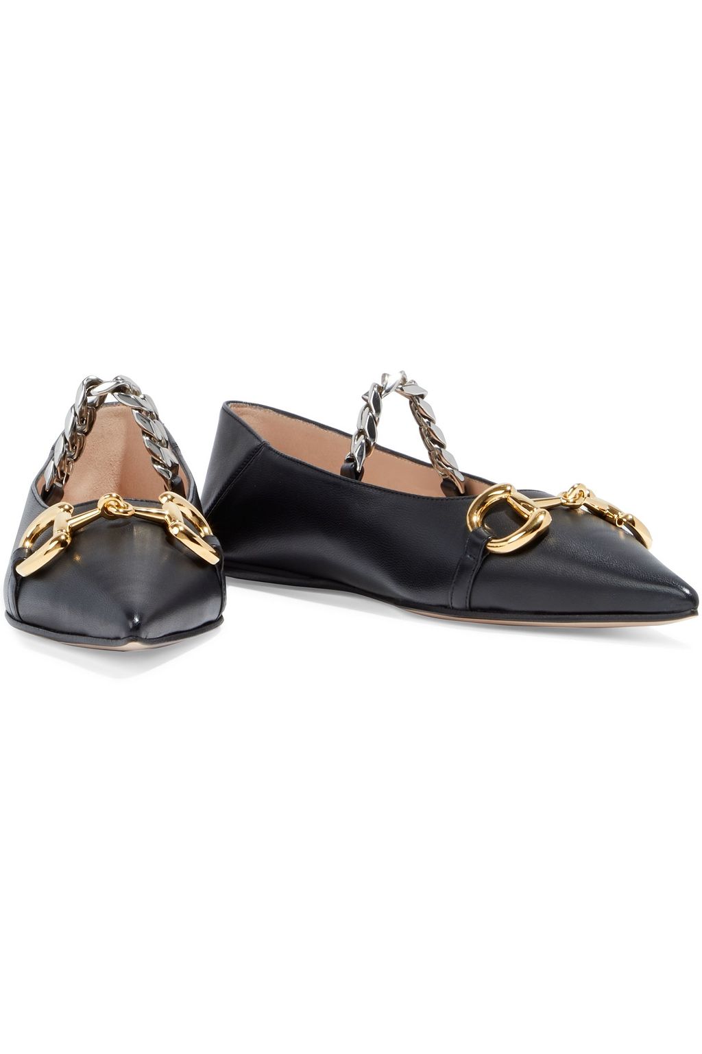 GUCCI Deva embellished leather collapsible-heel point-toe flats