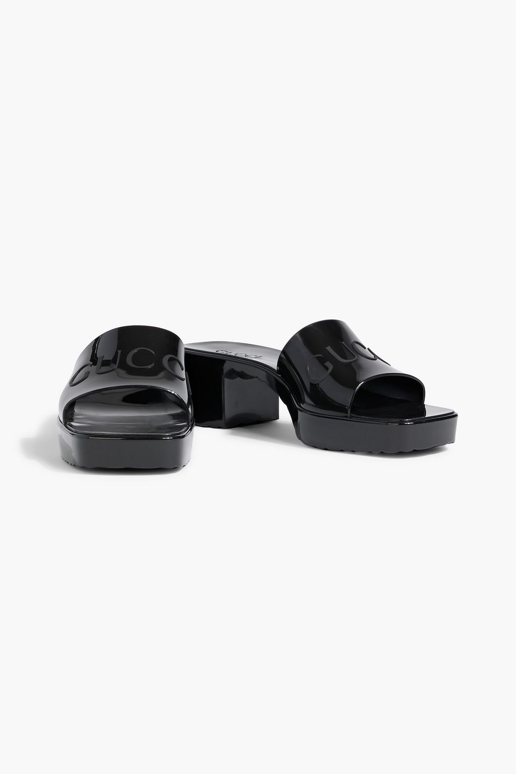 GUCCI Embossed rubber mules