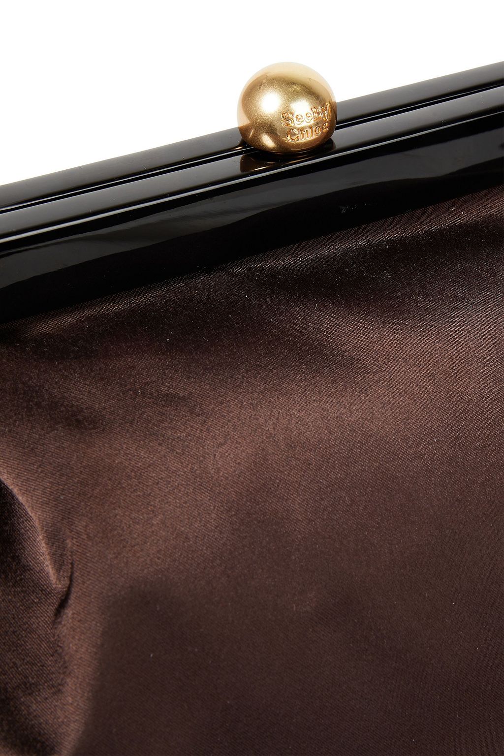 SEE BY CHLOÉ Clutch aus Satin mit Kunstlederbesatz