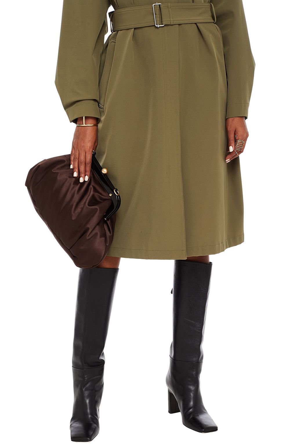 SEE BY CHLOÉ Clutch aus Satin mit Kunstlederbesatz
