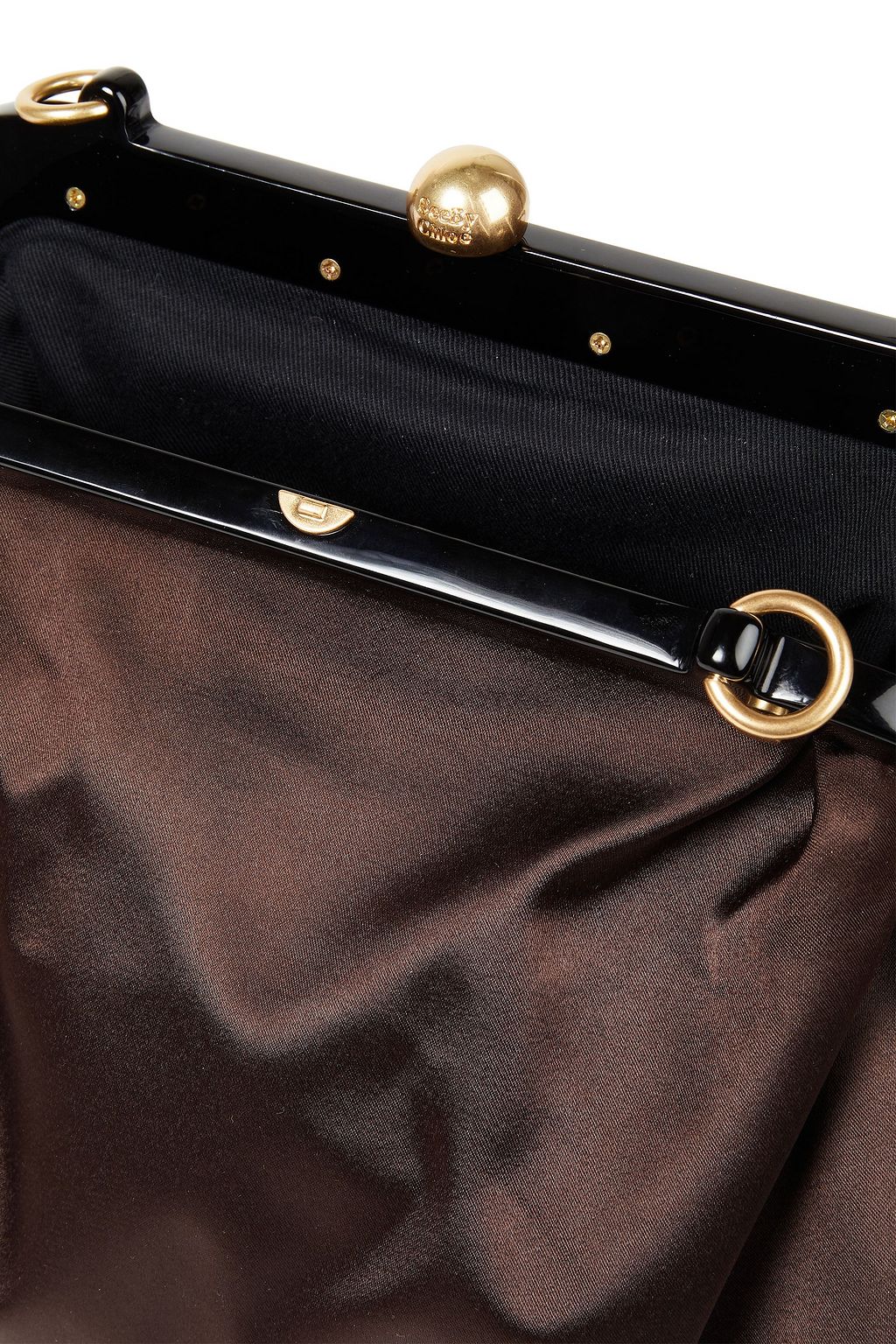 SEE BY CHLOÉ Clutch aus Satin mit Kunstlederbesatz