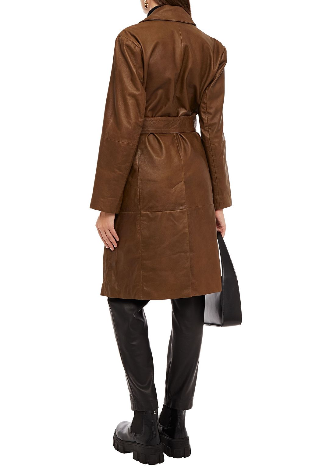 MUUBAA Belted padded leather coat