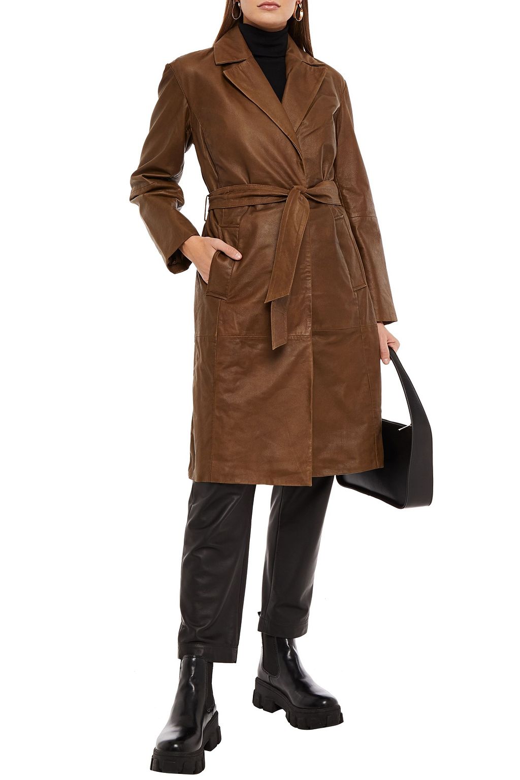 MUUBAA Belted padded leather coat