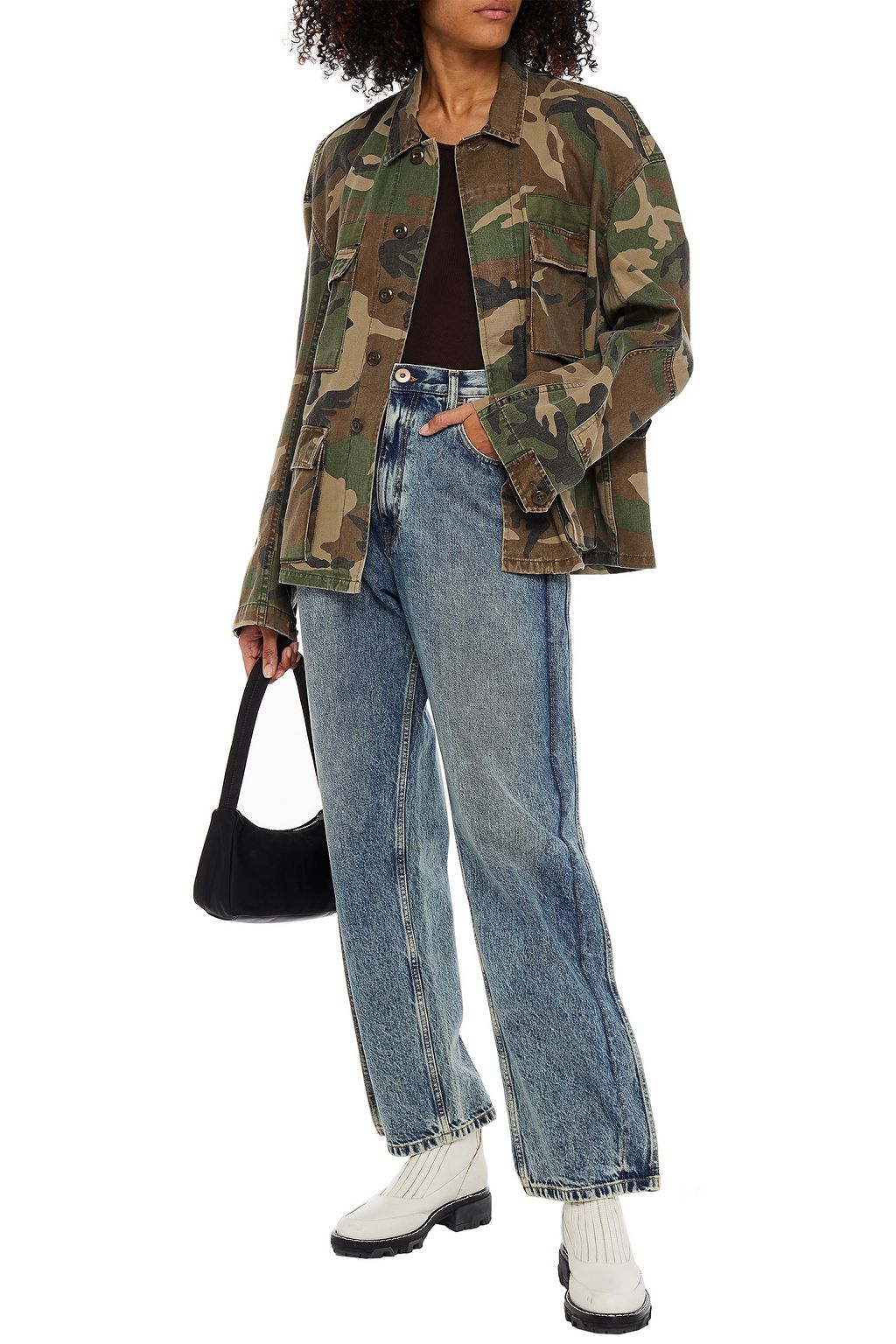 R13 Oversized appliquéd printed denim jacket