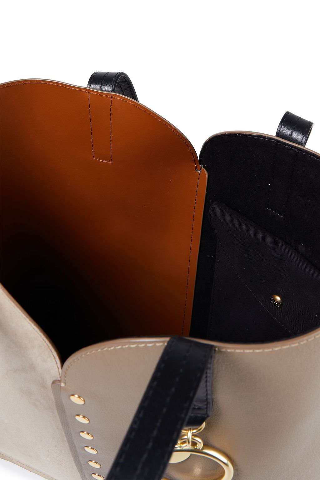 SEE BY CHLOÉ Gaia small studded suede and pebbled-leather tote