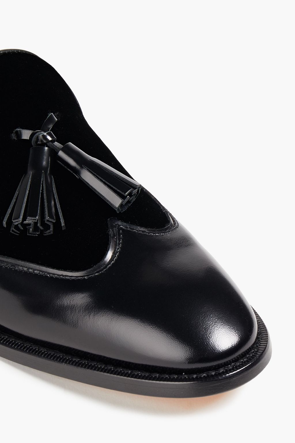 TOD'S Tassel-trimmed velvet and leather loafers