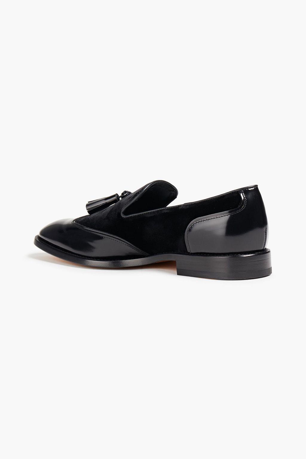 TOD'S Tassel-trimmed velvet and leather loafers