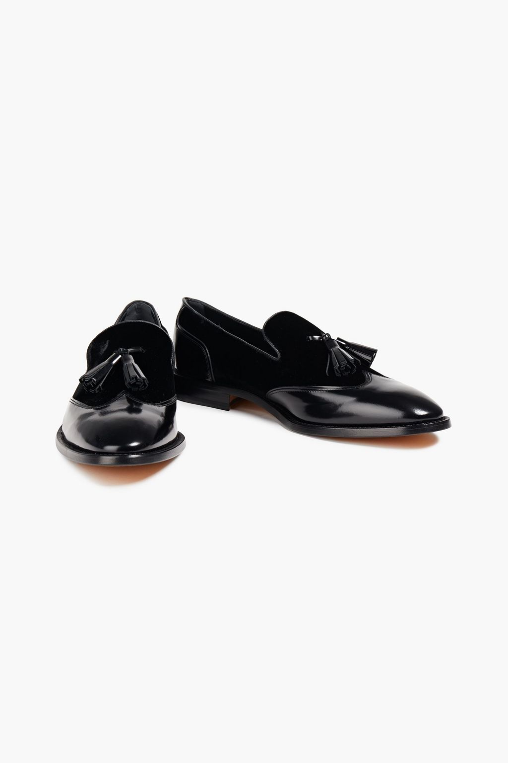 TOD'S Tassel-trimmed velvet and leather loafers