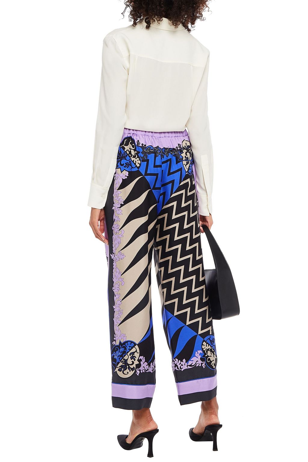 KOCHÉ X PUCCI Printed silk-twill straight-leg pants