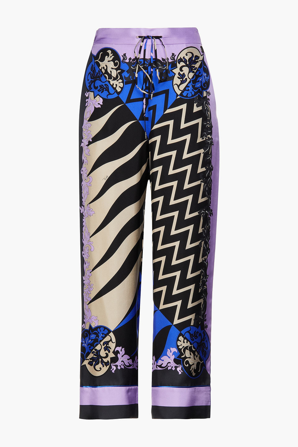 Koché Printed Silk-twill Straight-leg Trousers In Multi