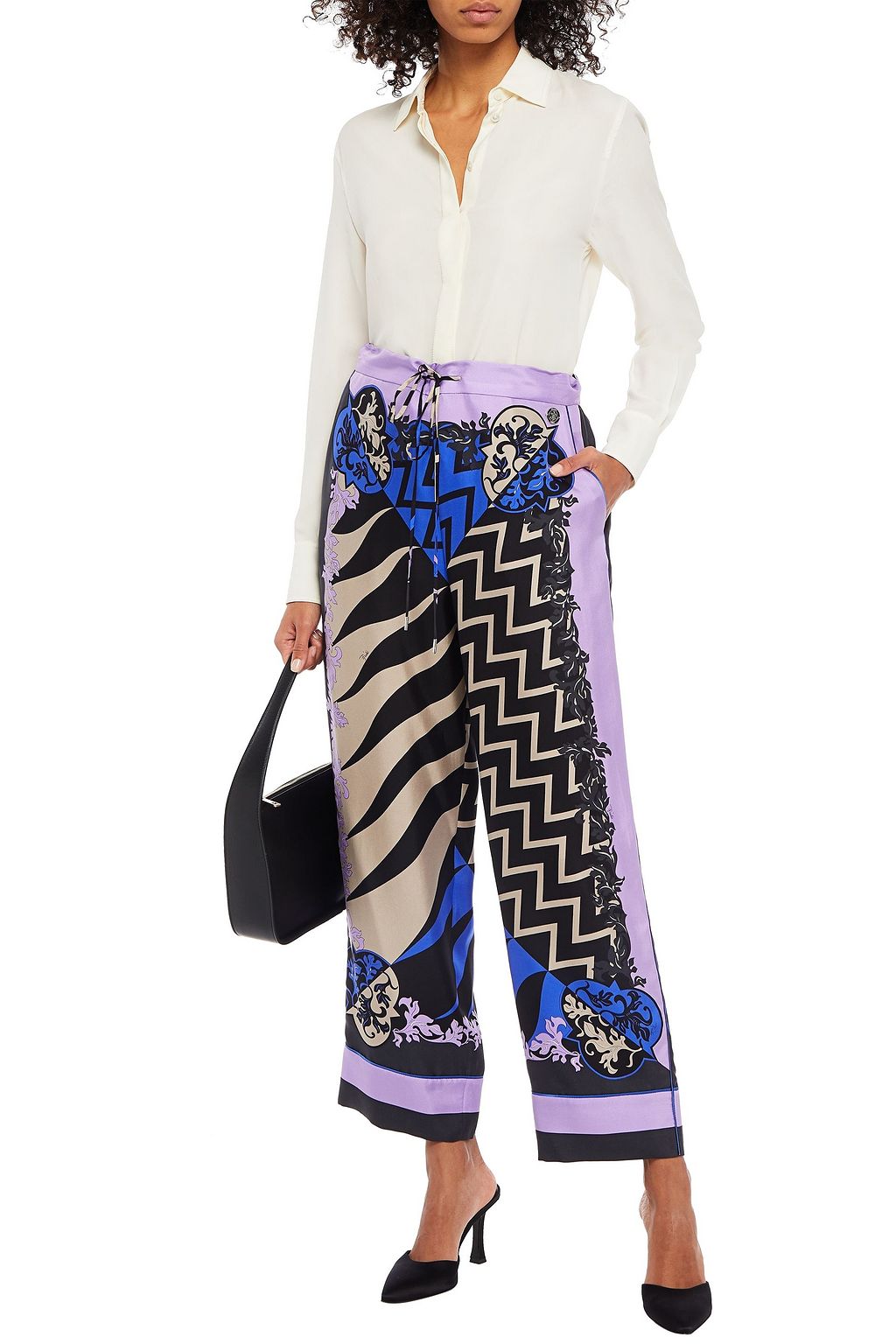 KOCHÉ X PUCCI Printed silk-twill straight-leg pants