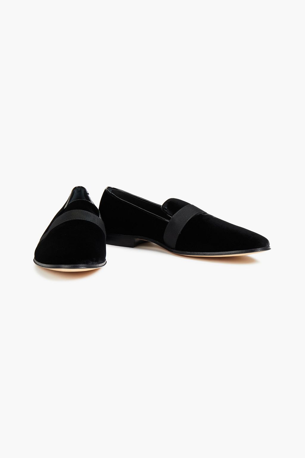 TOD'S Grosgrain-trimmed velvet loafers