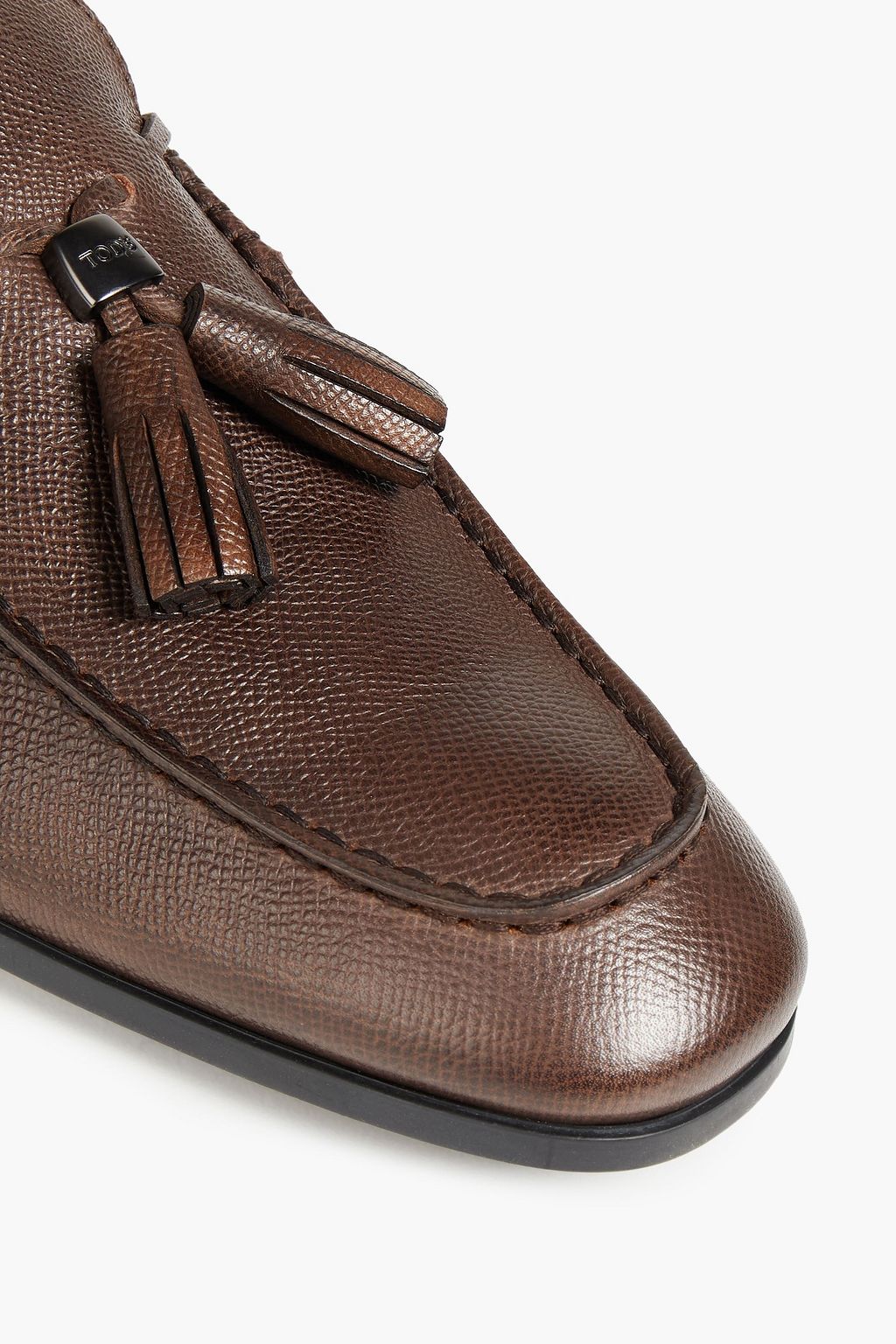 TOD'S Gommino tasseled textured-leather loafers
