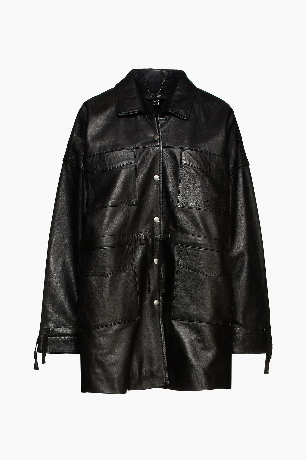 oversized black leather shirt
