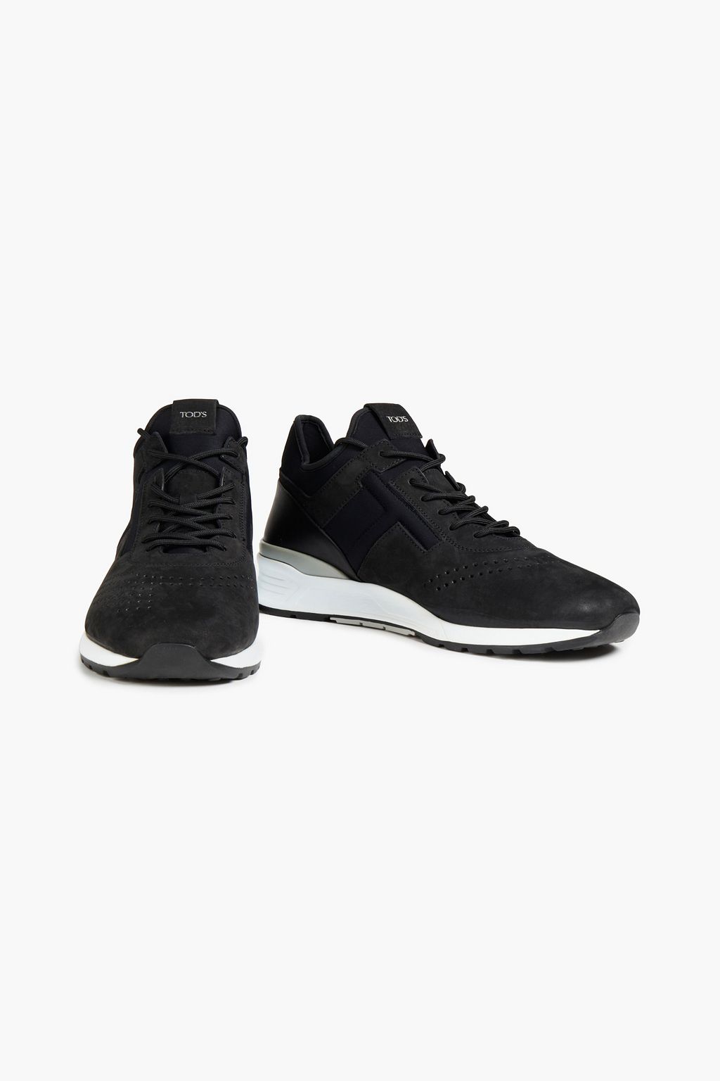 TOD'S Perforated neoprene and nubuck sneakers