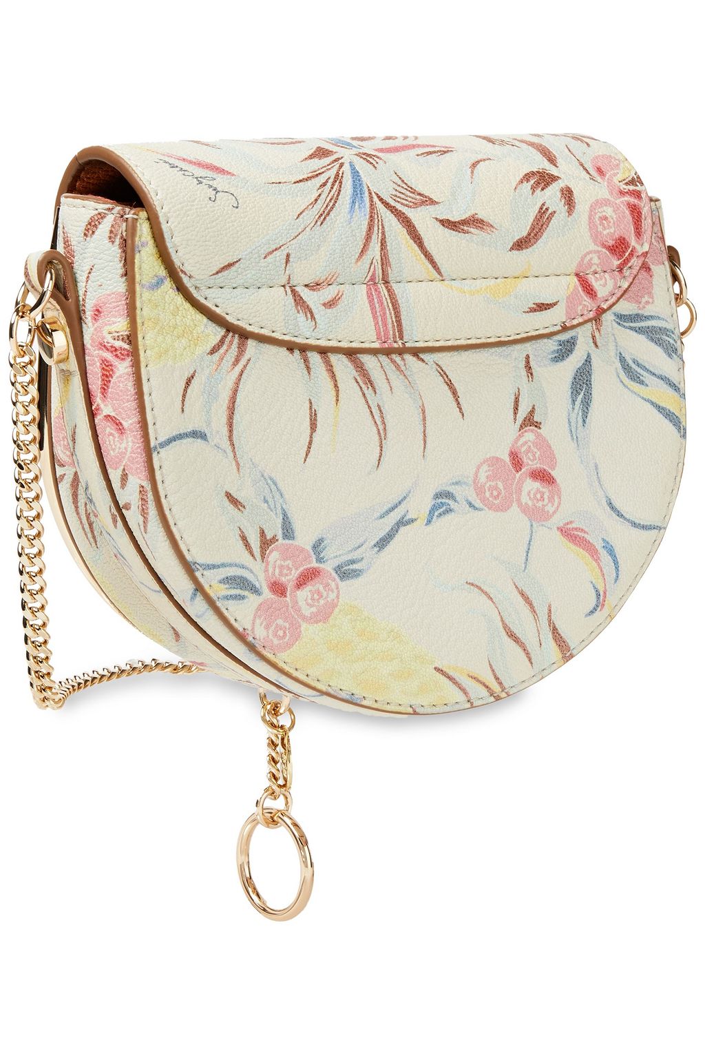 SEE BY CHLOÉ Floral-print textured-leather shoulder bag