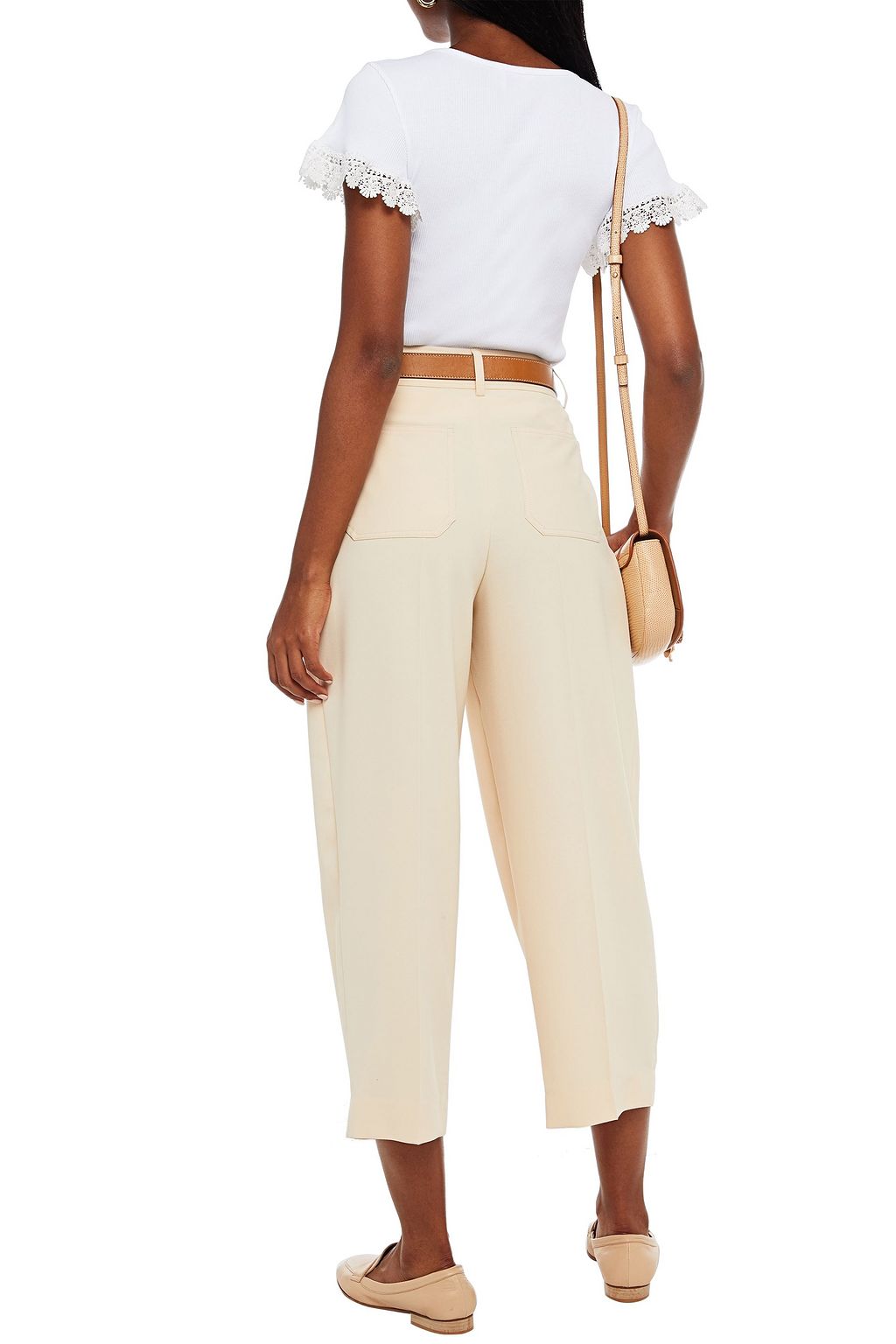 SEE BY CHLOÉ Cropped pleated crepe de chine tapered pants