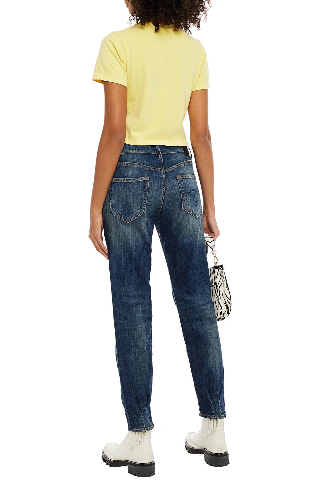 R13 Cropped printed cotton-jersey T-shirt