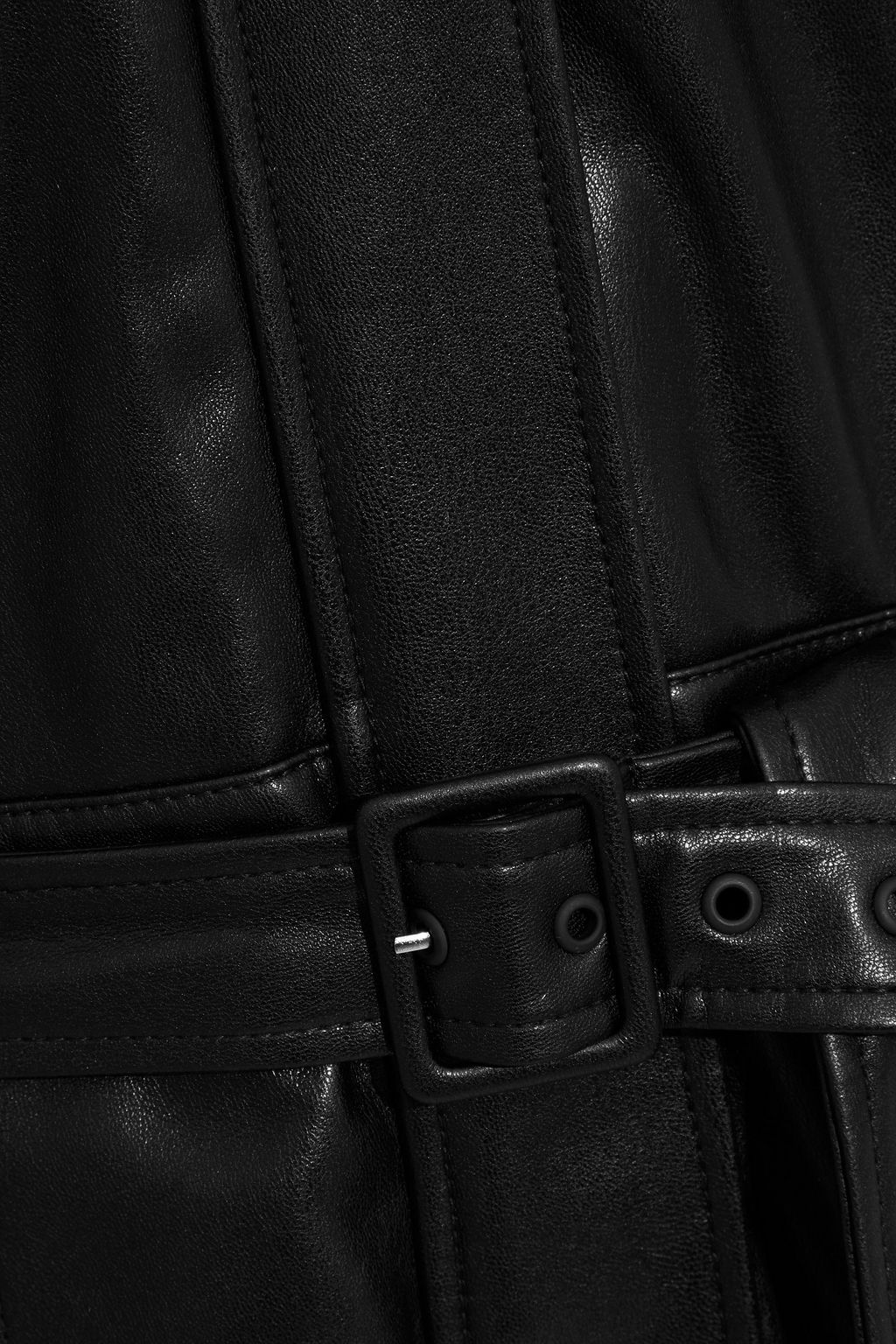 SIMKHAI Belted pleated faux leather jumpsuit